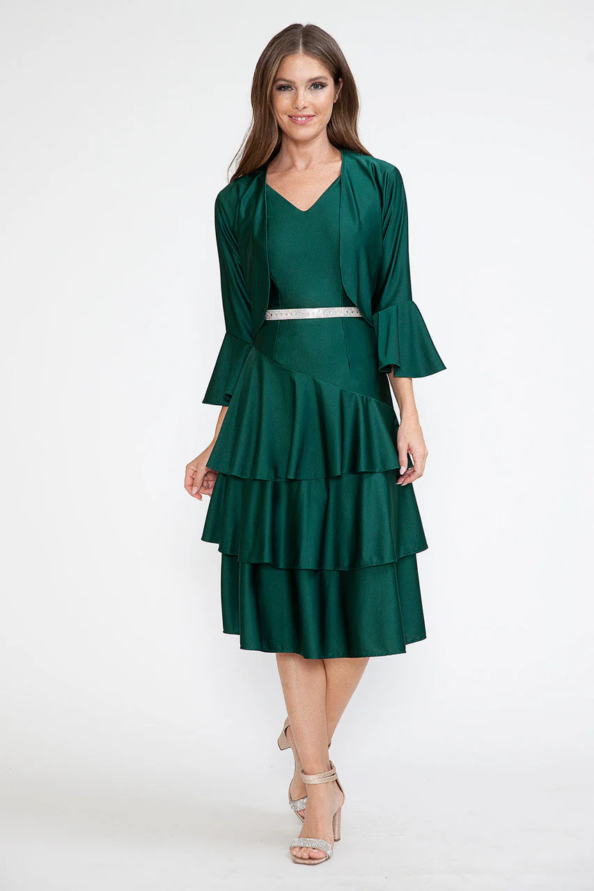 Lenovia 5283 Tiered Skirt Stretch Crepe 2-Piece Jacket Dress - Image 5