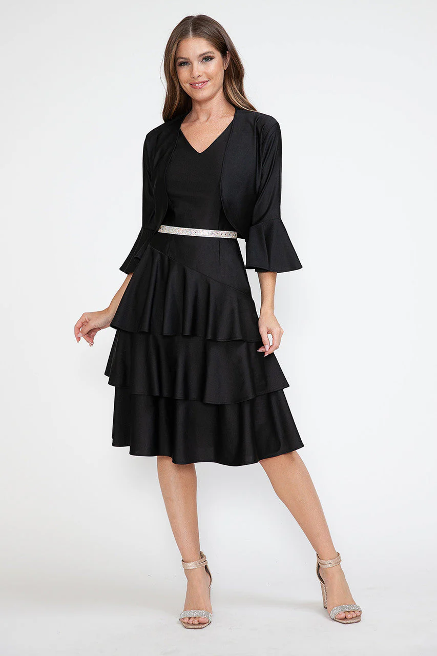 Lenovia 5283 Tiered Skirt Stretch Crepe 2-Piece Jacket Dress - Image 7