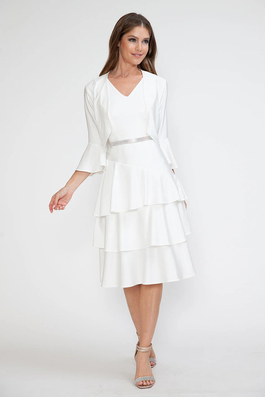 Lenovia 5283 Tiered Skirt Stretch Crepe 2-Piece Jacket Dress - Image 8