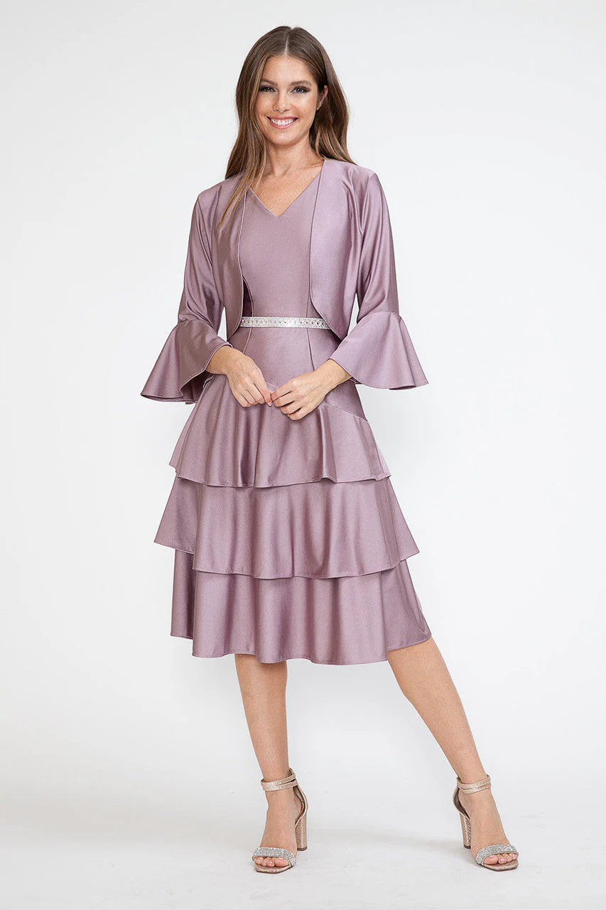 Lenovia 5283 Tiered Skirt Stretch Crepe 2-Piece Jacket Dress - Image 9