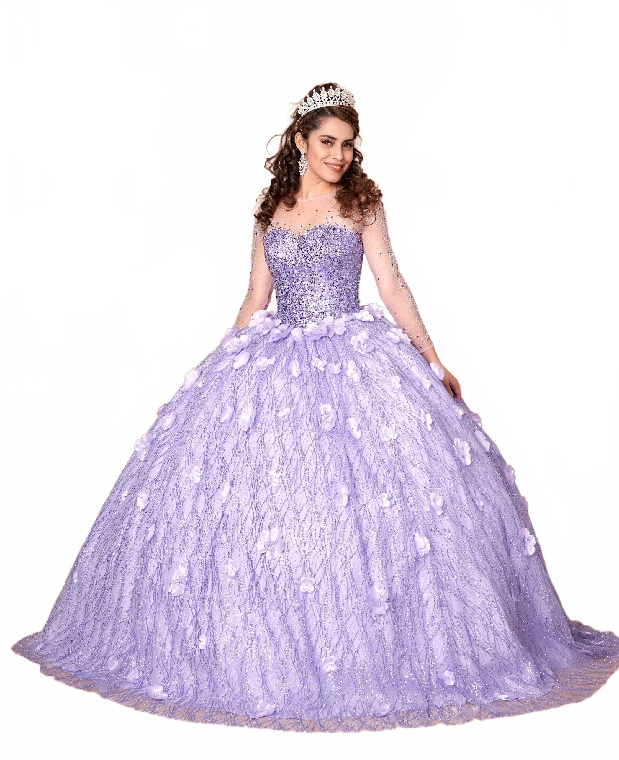 3D Floral Long Sleeve Ball Gown by Calla SCL30002 - Image 5