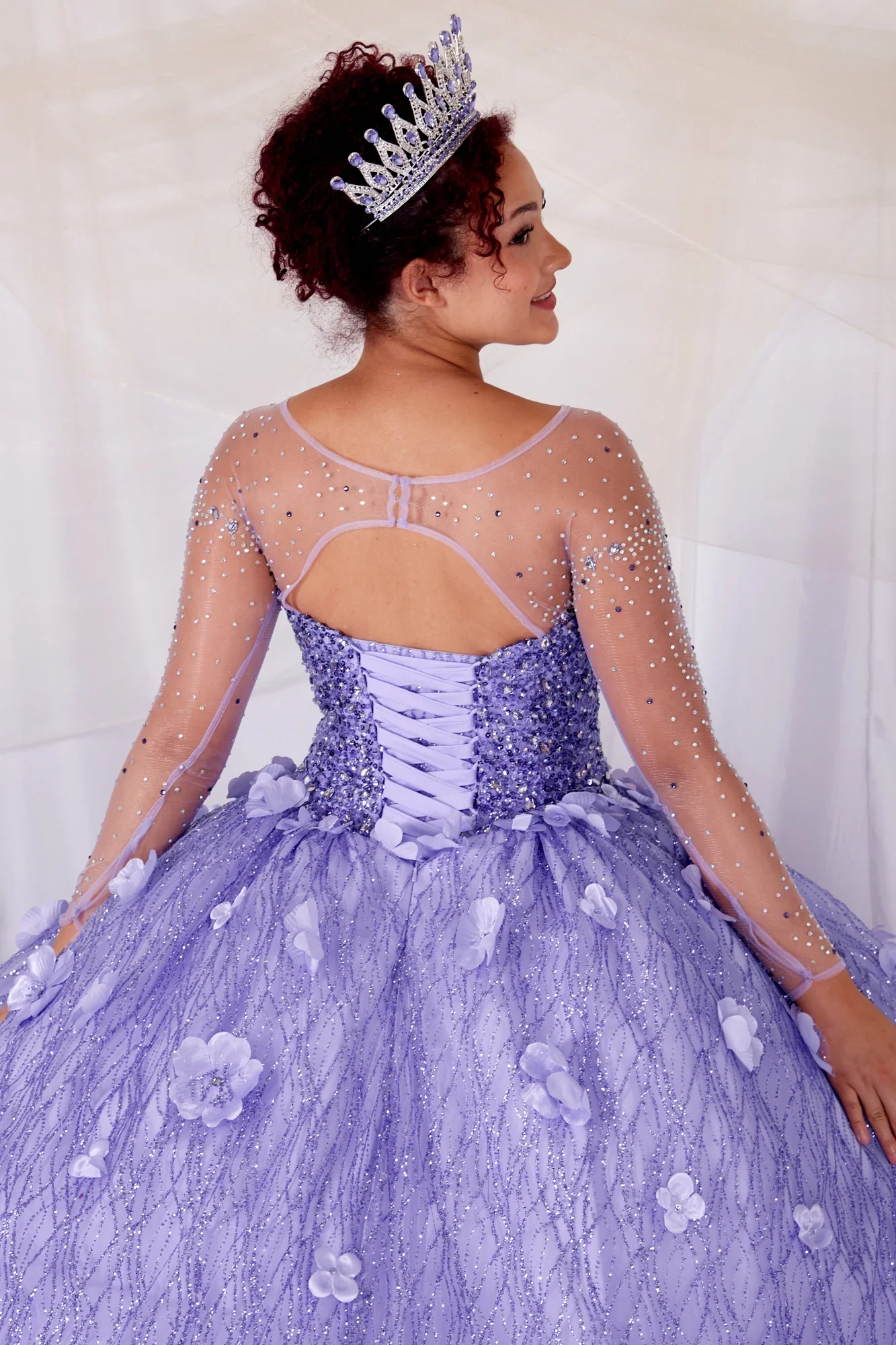 3D Floral Long Sleeve Ball Gown by Calla SCL30002 - Image 6