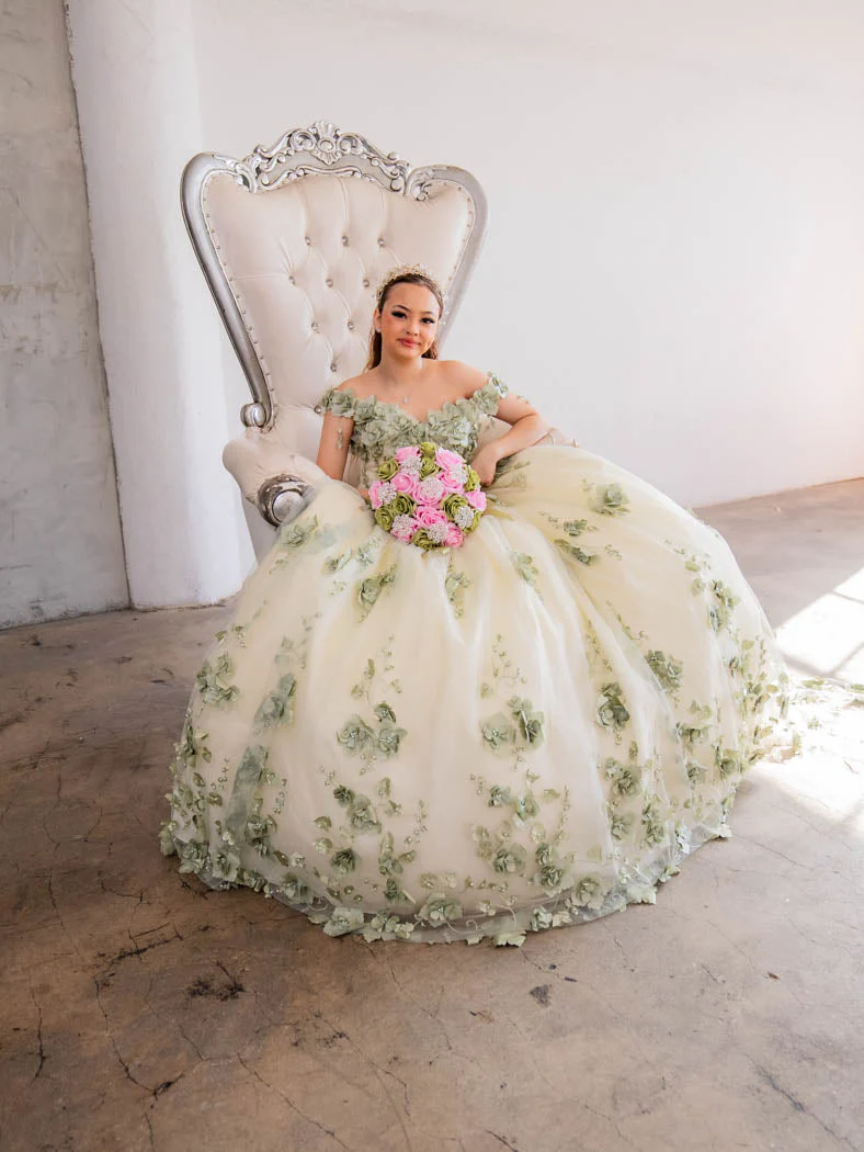 3D Floral Quinceanera Dress Off Shoulder Ball Gown by Calla SCL30005 - Image 11