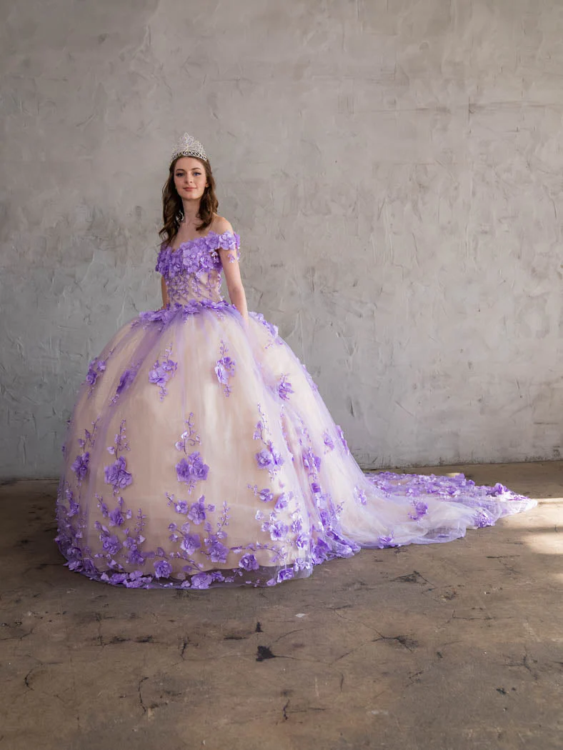 3D Floral Quinceanera Dress Off Shoulder Ball Gown by Calla SCL30005 - Image 12