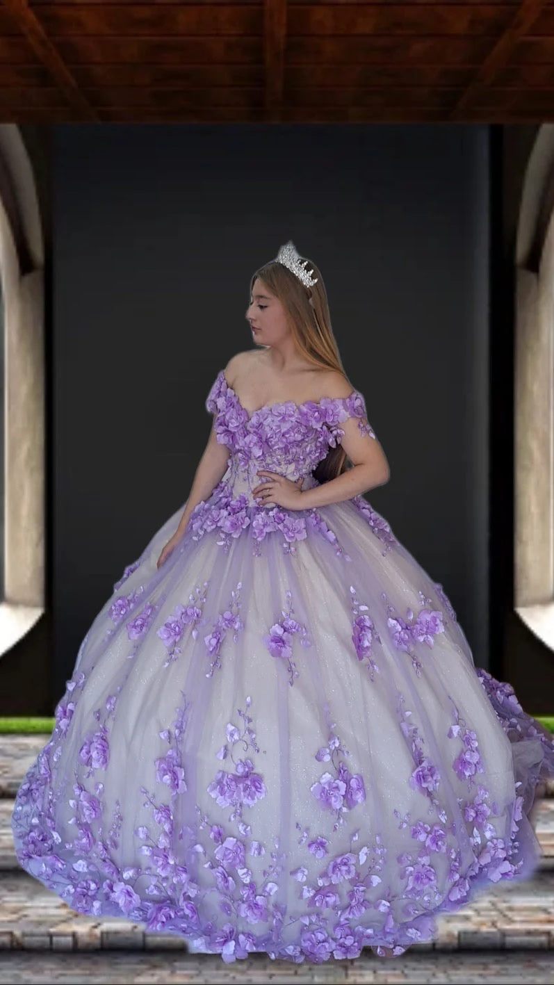 3D Floral Quinceanera Dress Off Shoulder Ball Gown by Calla SCL30005 - Image 13