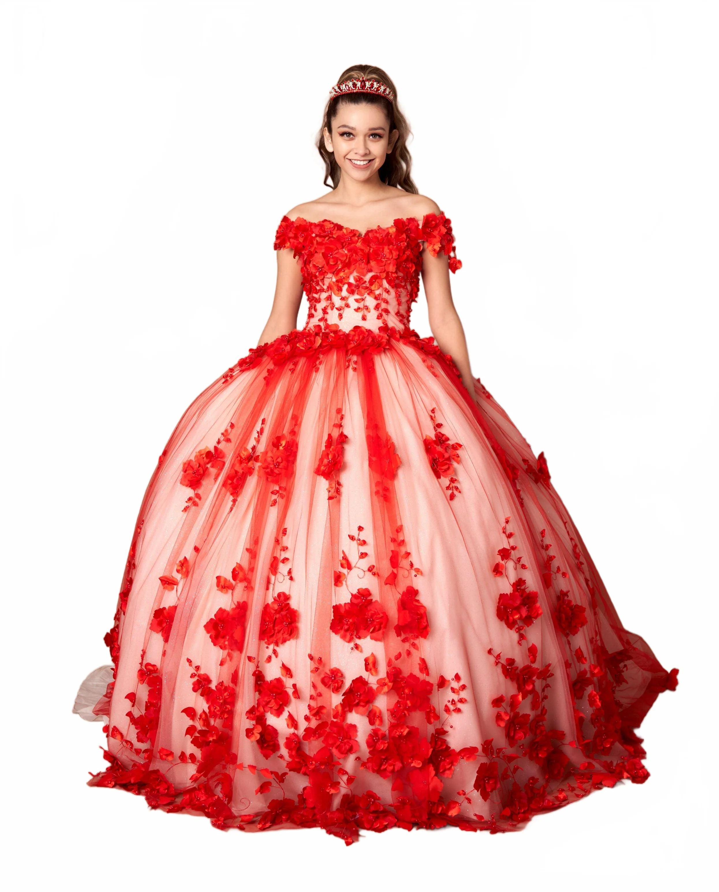 3D Floral Quinceanera Dress Off Shoulder Ball Gown by Calla SCL30005 - Image 16