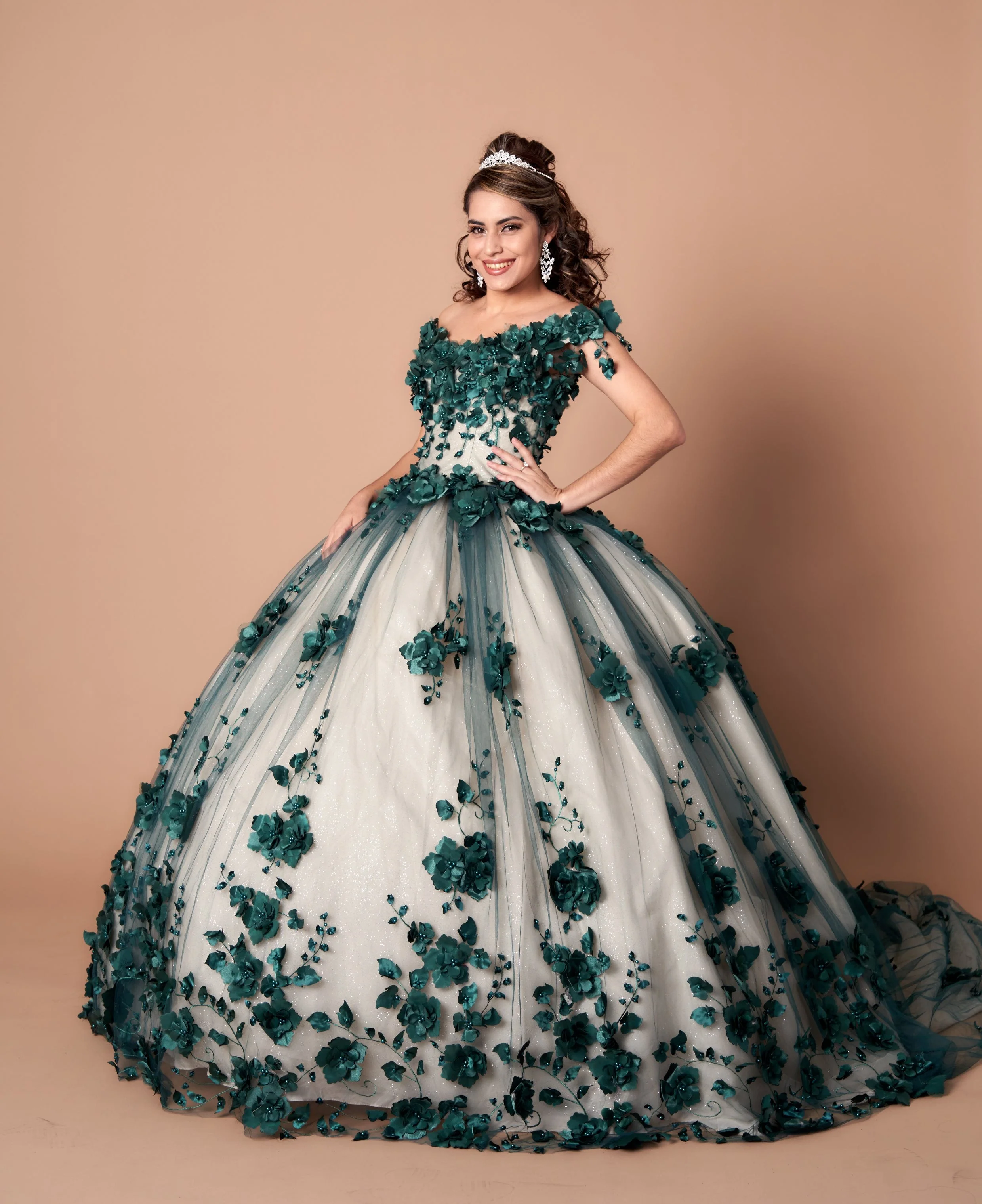 3D Floral Quinceanera Dress Off Shoulder Ball Gown by Calla SCL30005 - Image 5