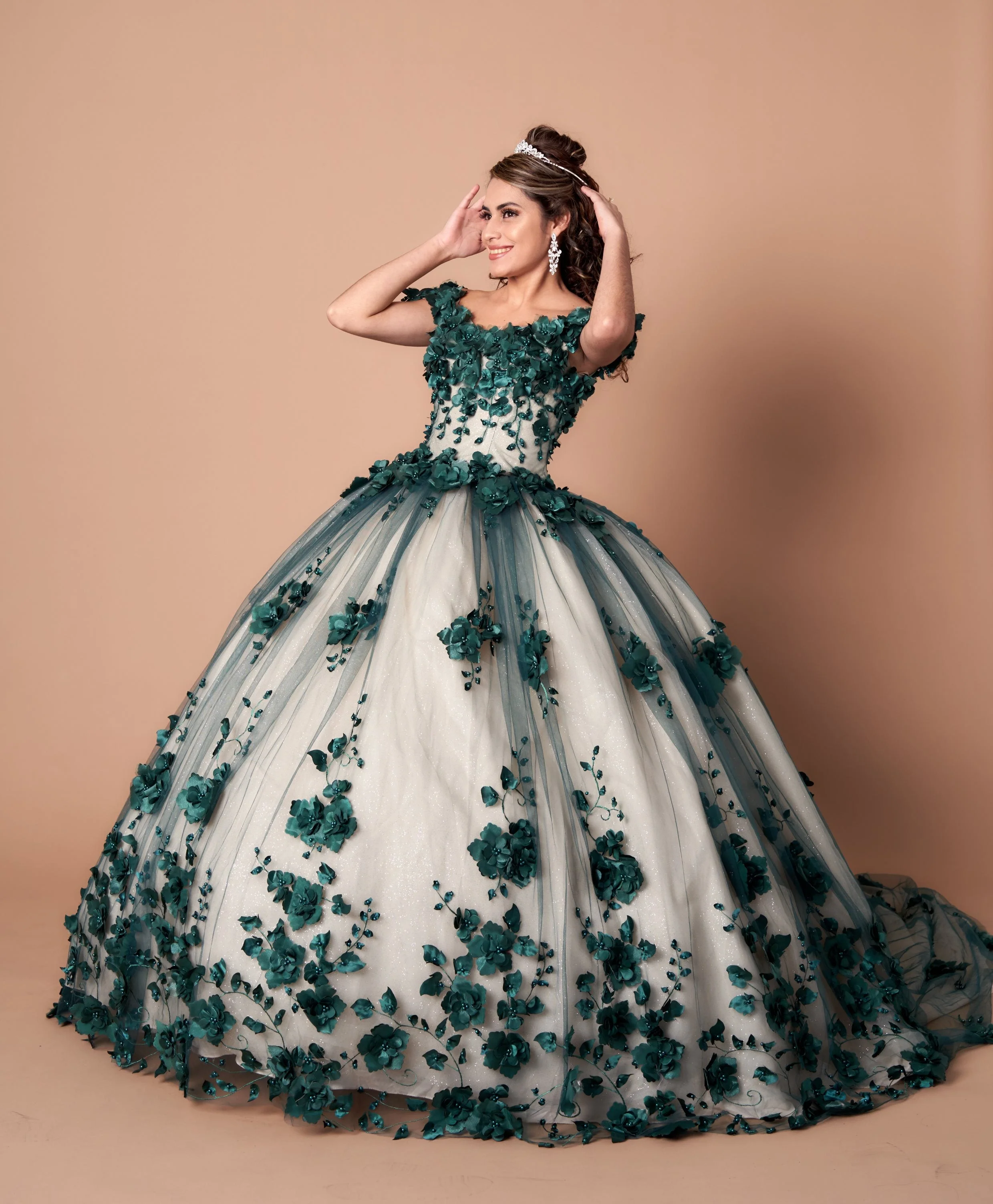 3D Floral Quinceanera Dress Off Shoulder Ball Gown by Calla SCL30005 - Image 6