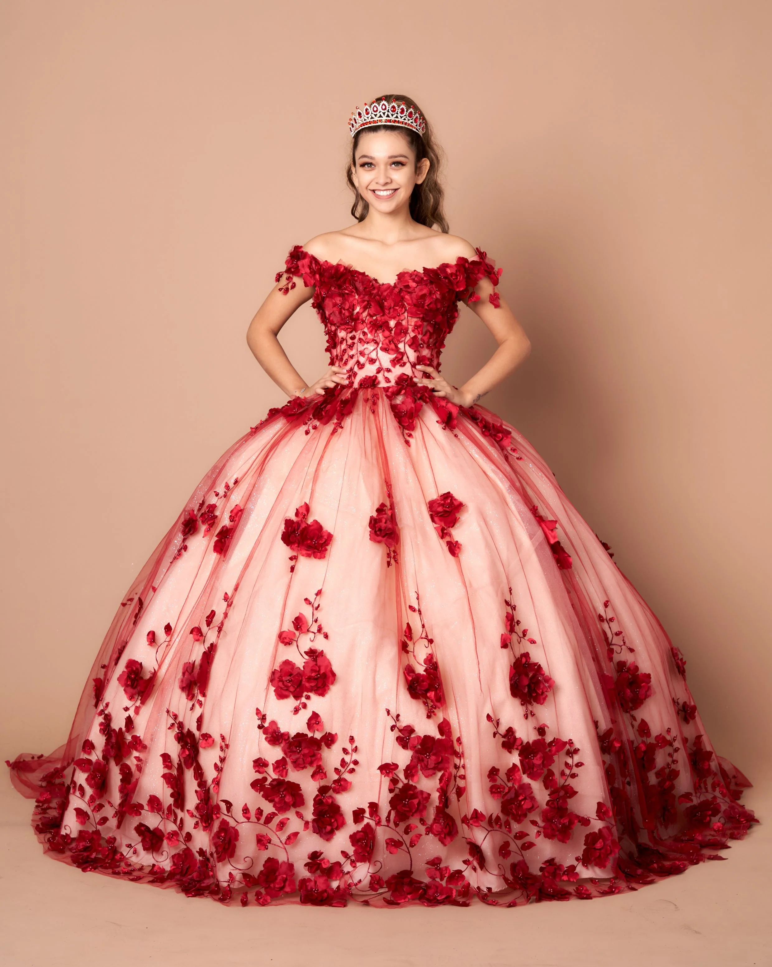 3D Floral Quinceanera Dress Off Shoulder Ball Gown by Calla SCL30005 - Image 9