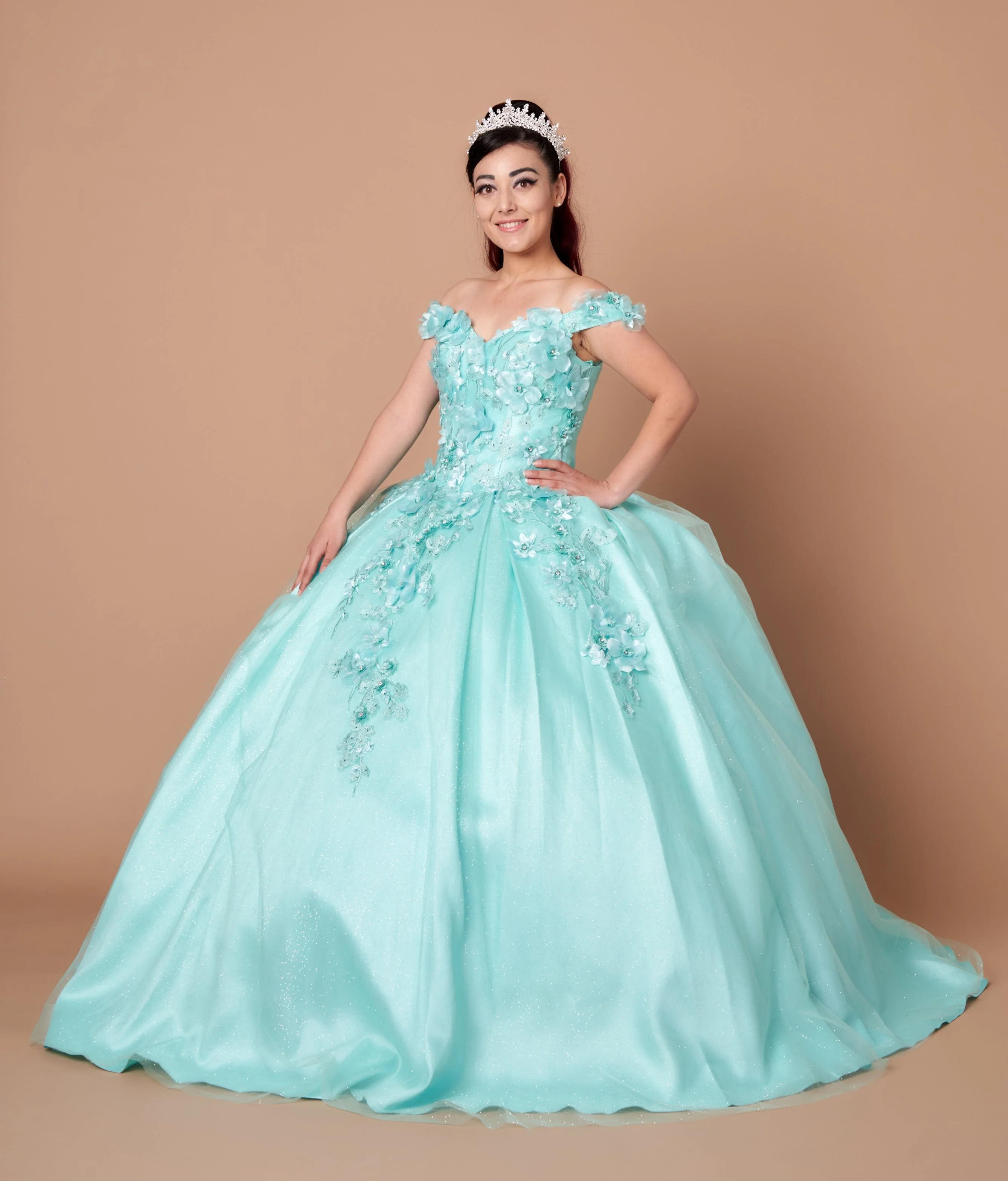 3D Floral Embroidered Quinceanera Dress Off Shoulder Ball Gown by Calla WB21551 - Image 10