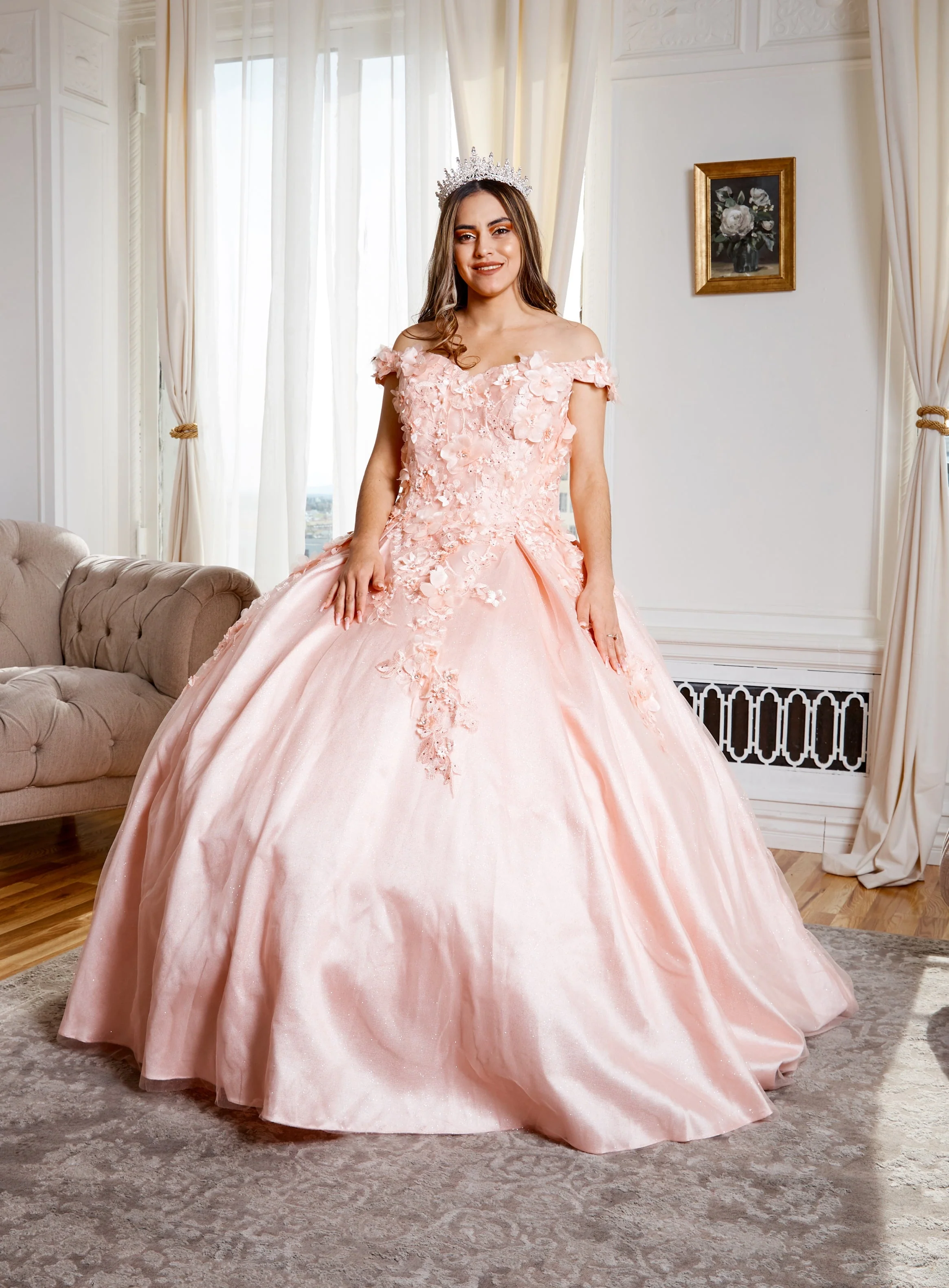 3D Floral Embroidered Quinceanera Dress Off Shoulder Ball Gown by Calla WB21551 - Image 20