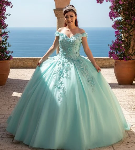 3D Floral Embroidered Quinceanera Dress Off Shoulder Ball Gown by Calla WB21551 - Image 5