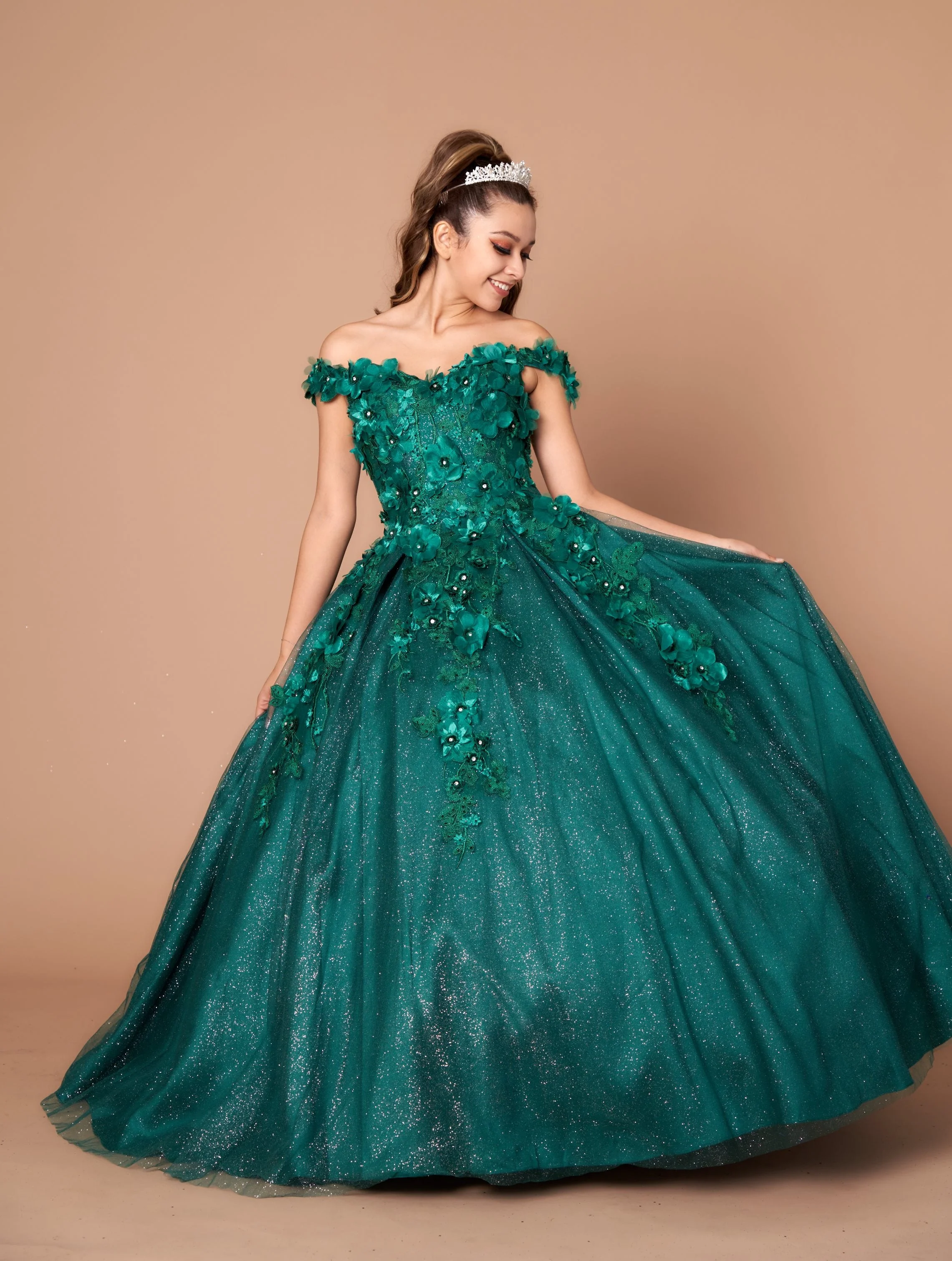 3D Floral Embroidered Quinceanera Dress Off Shoulder Ball Gown by Calla WB21551 - Image 7
