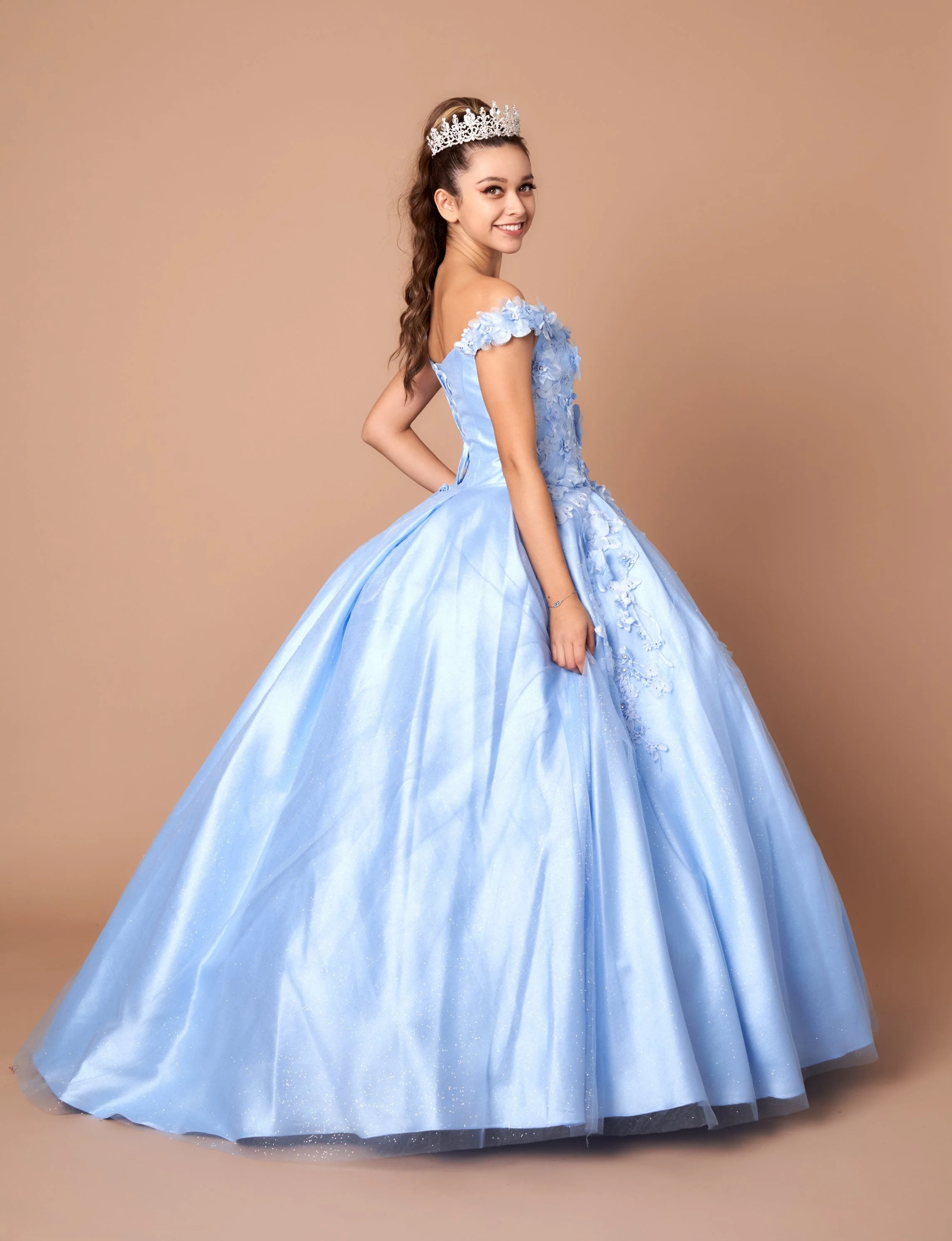 3D Floral Embroidered Quinceanera Dress Off Shoulder Ball Gown by Calla WB21551 - Image 8