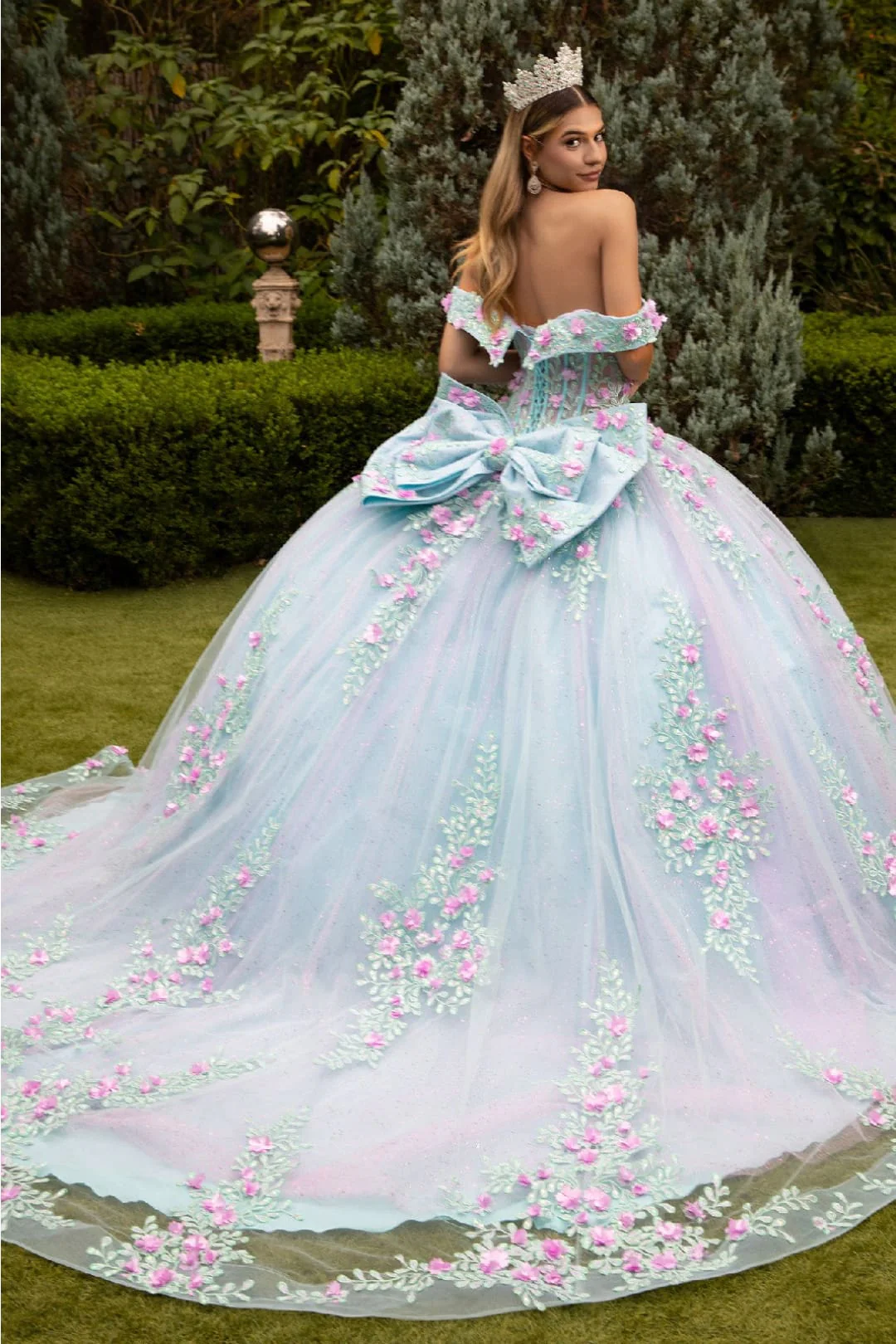 3D Floral Off Shoulder Ball Gown by GLS Gloria GL3523 - Image 2