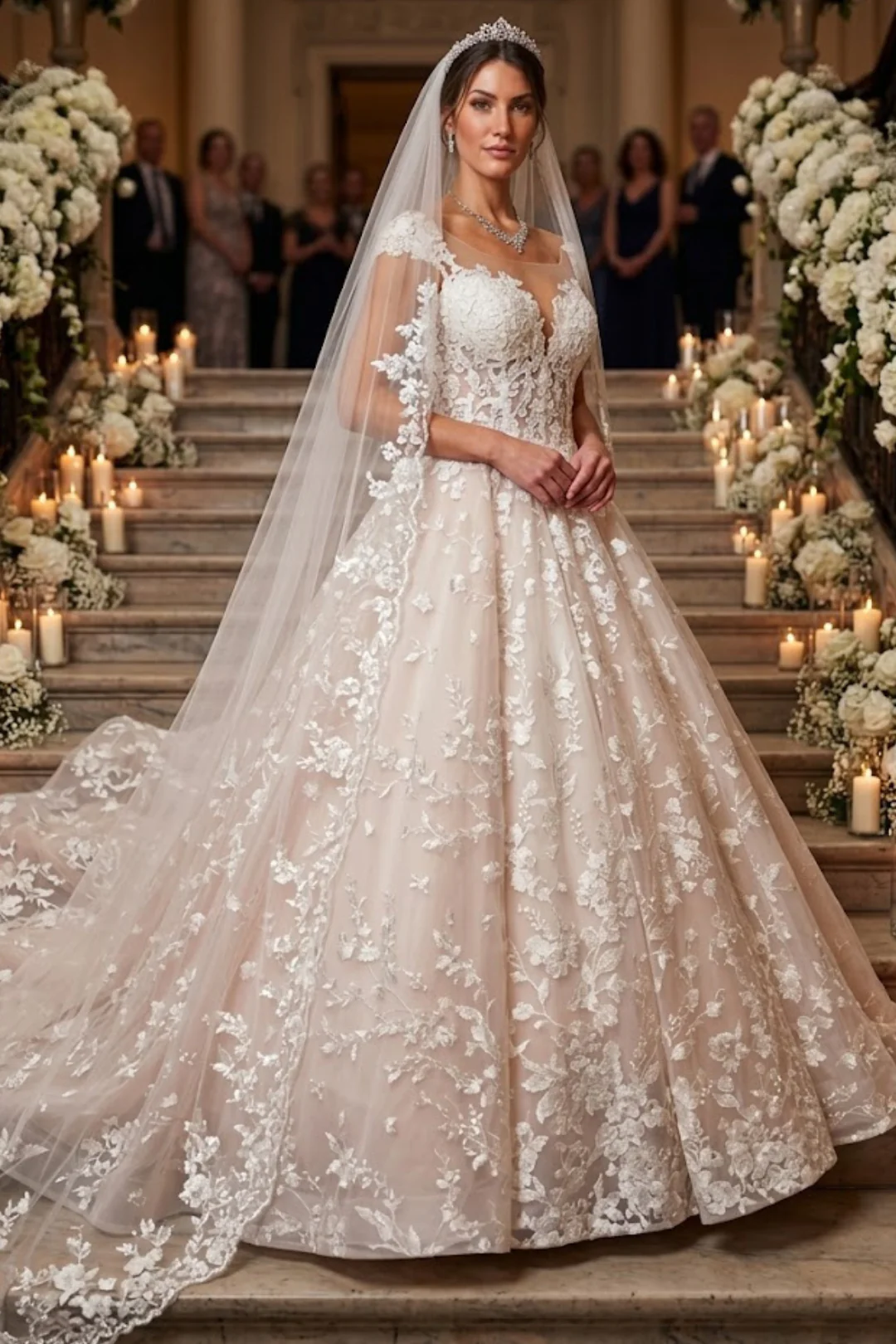 A-Line Wedding Dress with Cap Sleeves & Illusion Boat Neckline - Image 5