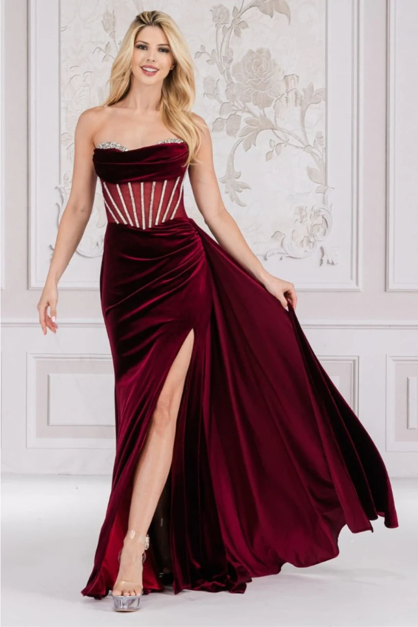 Amelia Couture 5051 Strapless Jewel Embellished Mermaid Side Sash Gown - Image 3