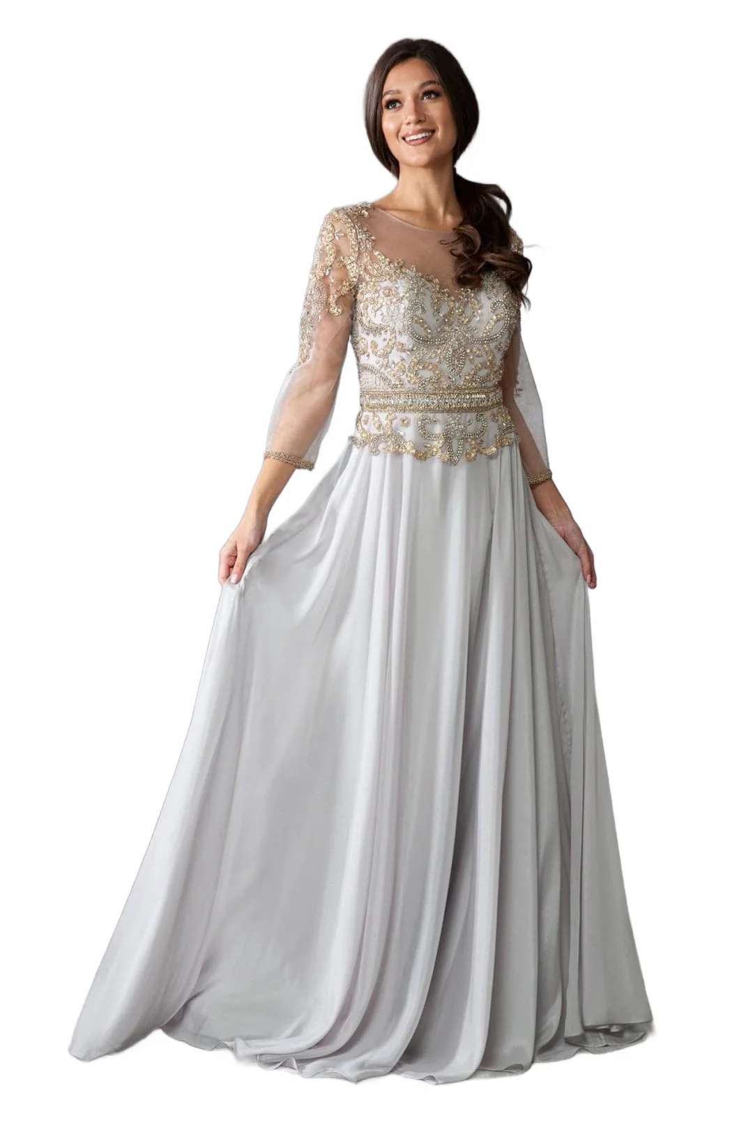 Amelia Couture 7041 Illusion 3/4 Sleeve Mother of the Groom Gown - Image 7