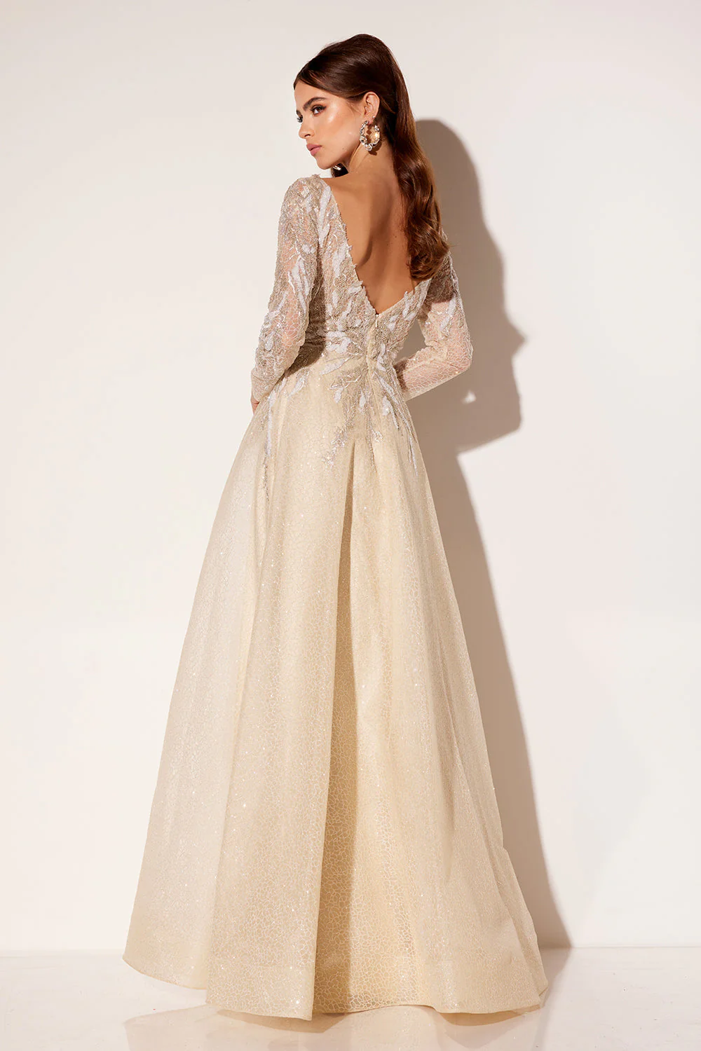 Applique Long Sleeve A-line Gown by Lucci Lu C8083 - Image 2