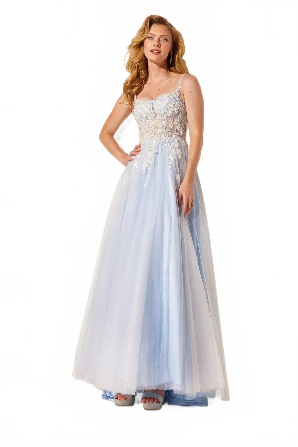 Applique Sleeveless A-line Gown by Lucci Lu 1414 - Image 4