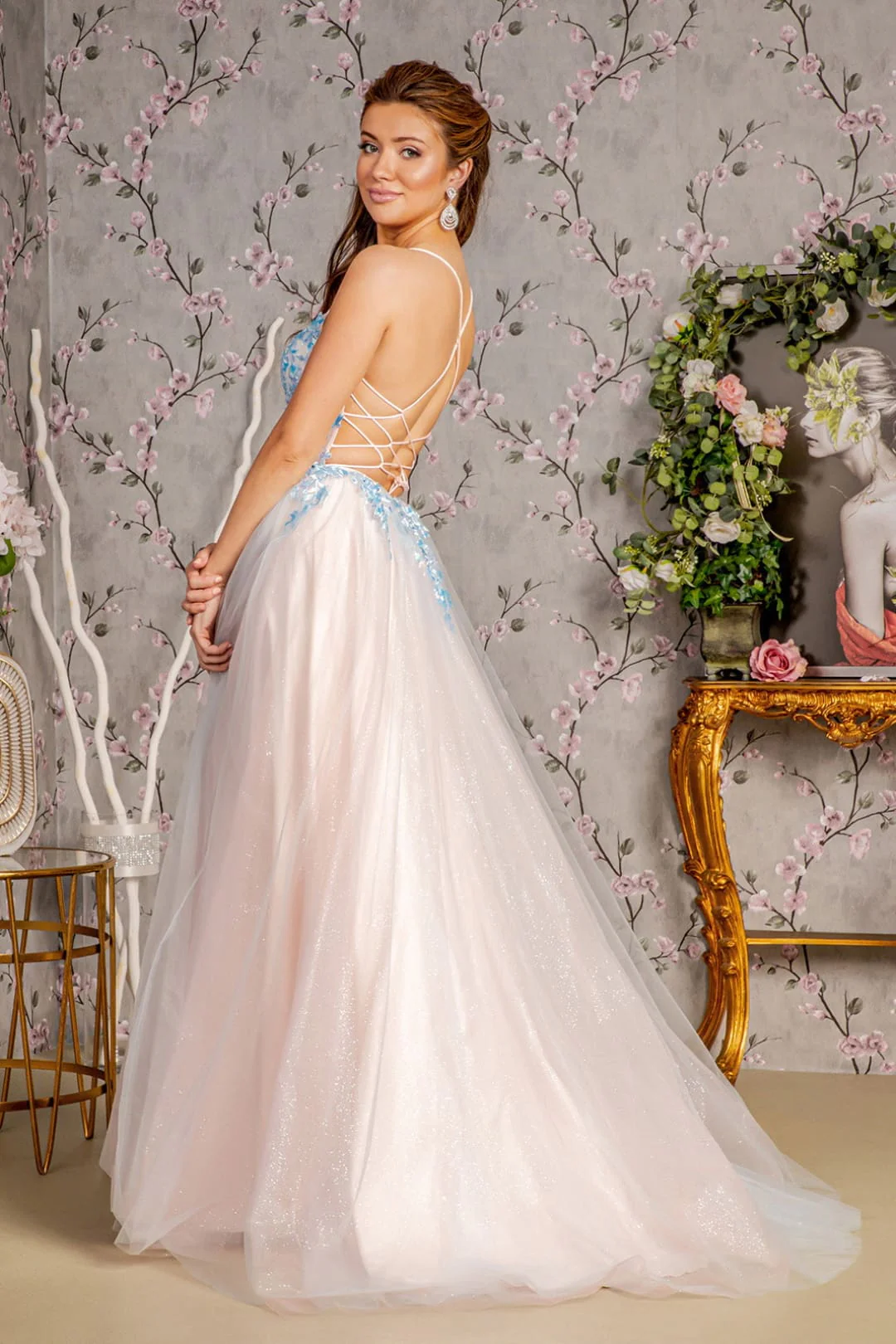 Applique Sleeveless Two-Tone Gown by GLS Gloria GL3251 - Image 2