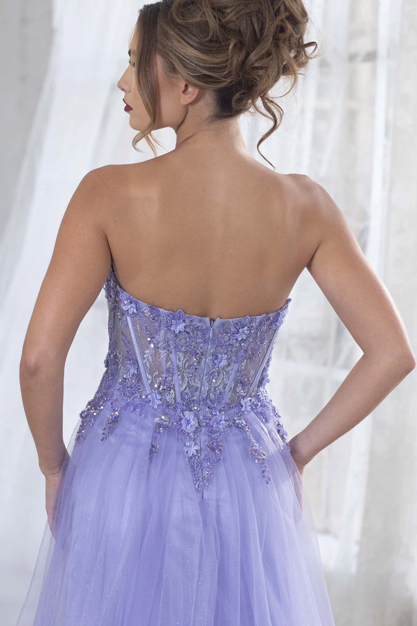 Lenovia 8399 Embroidered Mesh Strapless Off-Shoulder A-line Dress - Image 4