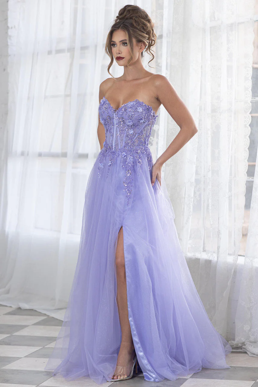 Lenovia 8399 Embroidered Mesh Strapless Off-Shoulder A-line Dress - Image 5