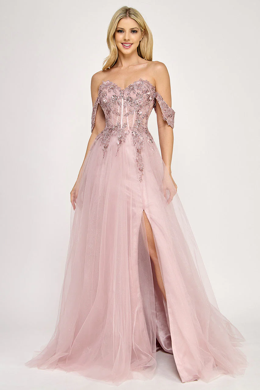 Lenovia 8399 Embroidered Mesh Strapless Off-Shoulder A-line Dress - Image 7
