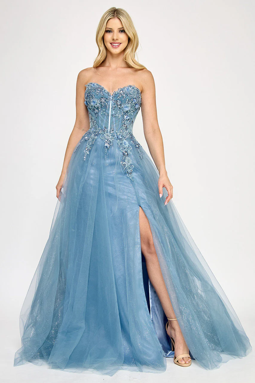 Lenovia 8399 Embroidered Mesh Strapless Off-Shoulder A-line Dress - Image 8