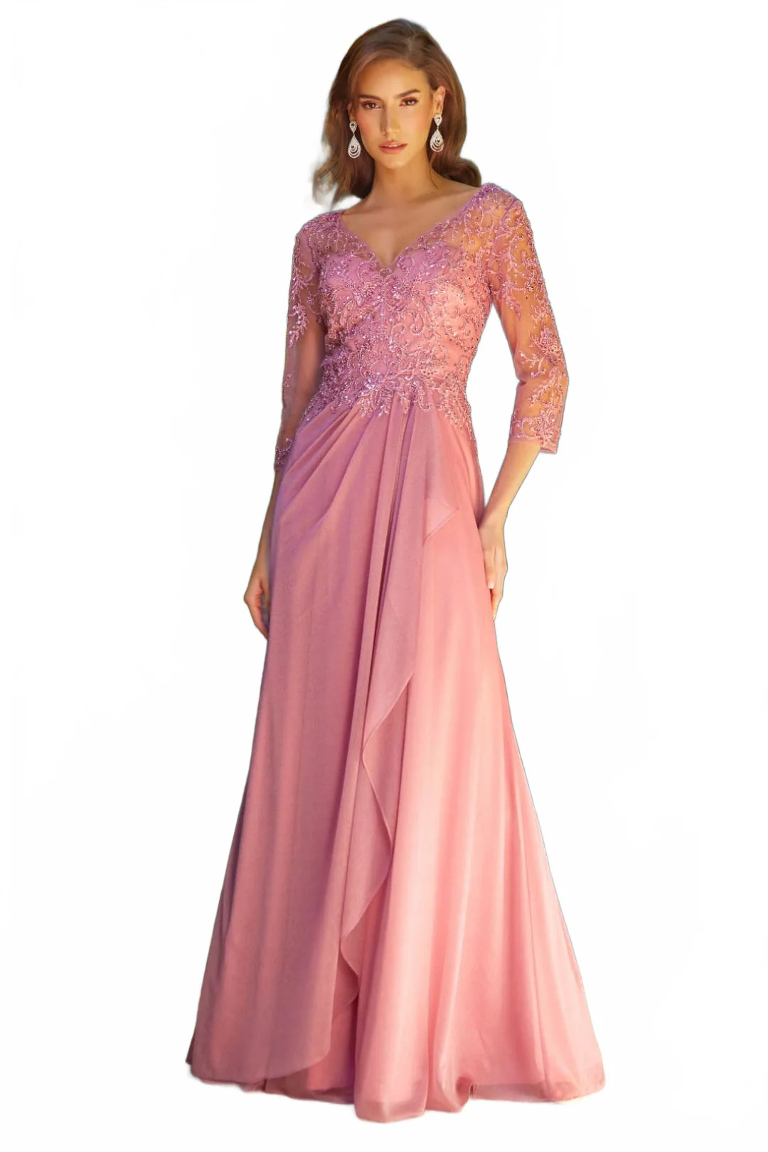 3/4 Sleeve Beaded A-line Gown by Elizabeth KGL3574 - Image 11