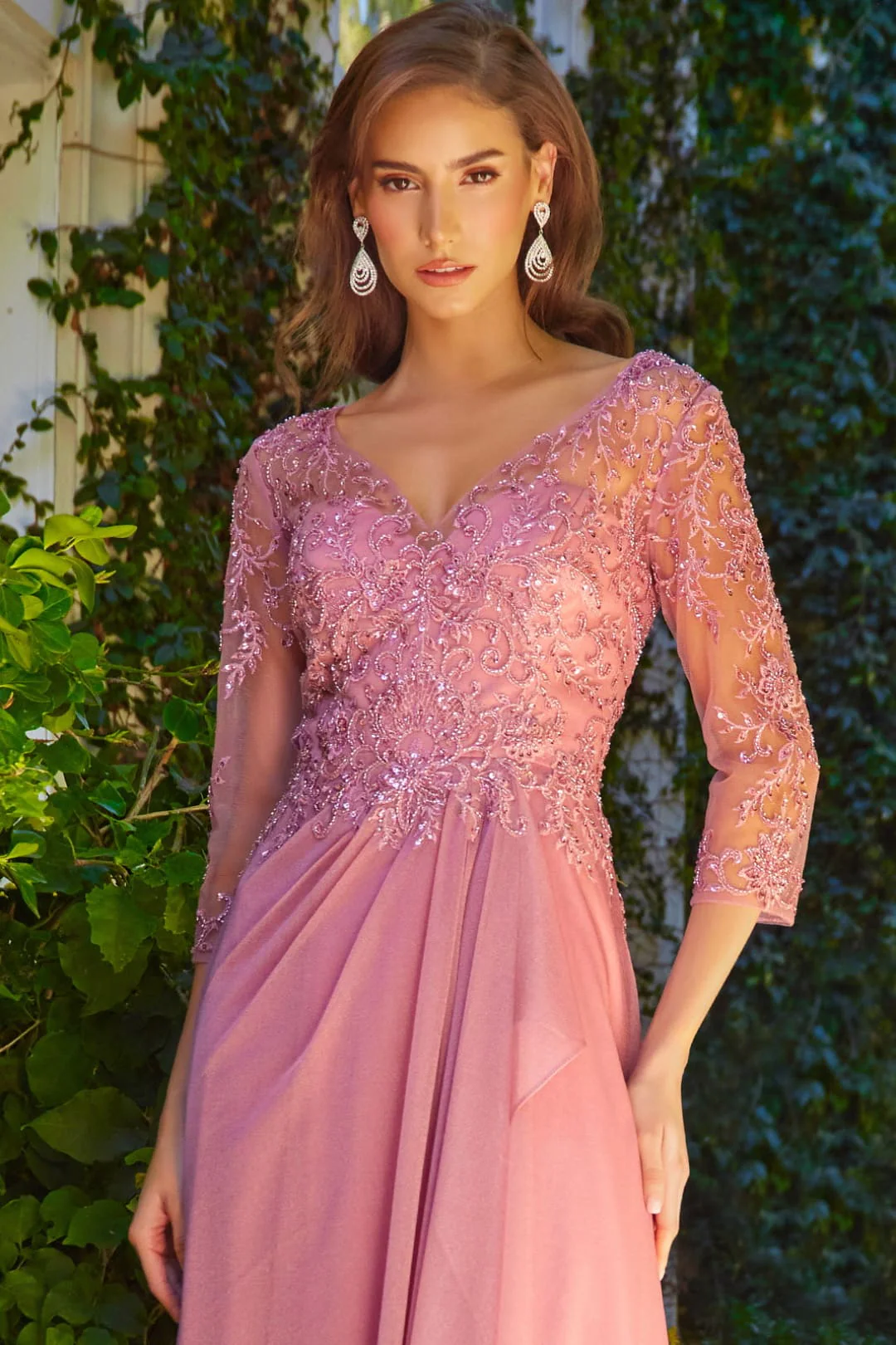 3/4 Sleeve Beaded A-line Gown by Elizabeth KGL3574 - Image 3