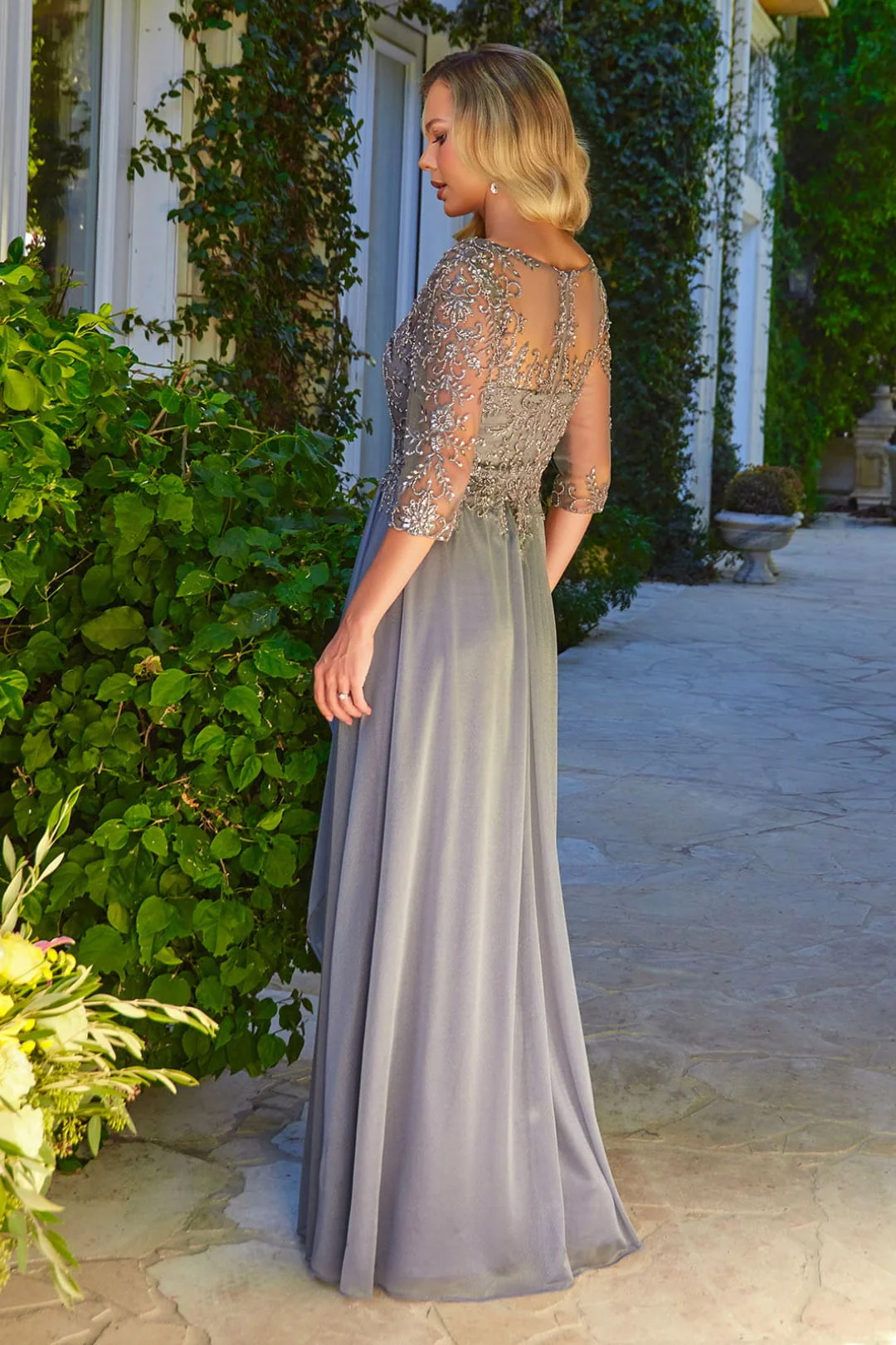 3/4 Sleeve Beaded A-line Gown by Elizabeth KGL3574 - Image 7