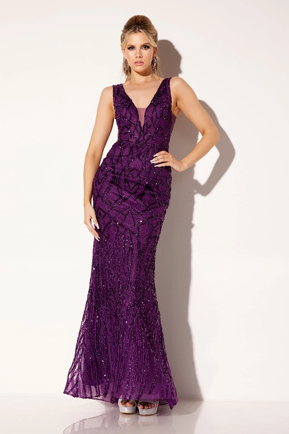 Beaded Fitted 2-Piece Cape Gown by Lucci Lu C8109 - Image 3