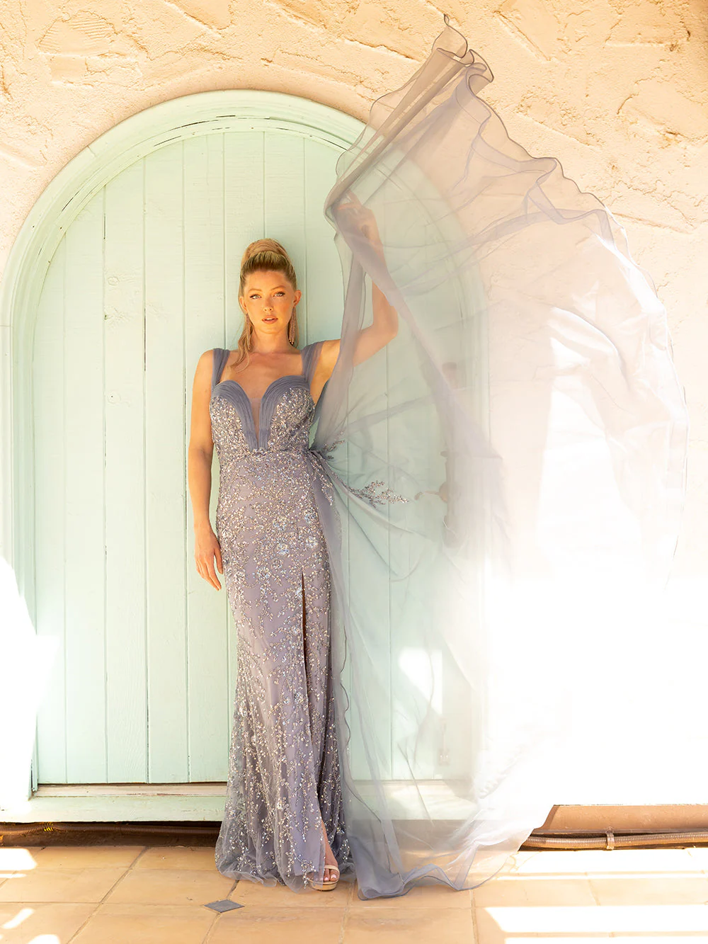 Beaded Fitted Sleeveless Slit Gown by Lucci Lu C8039 - Image 7