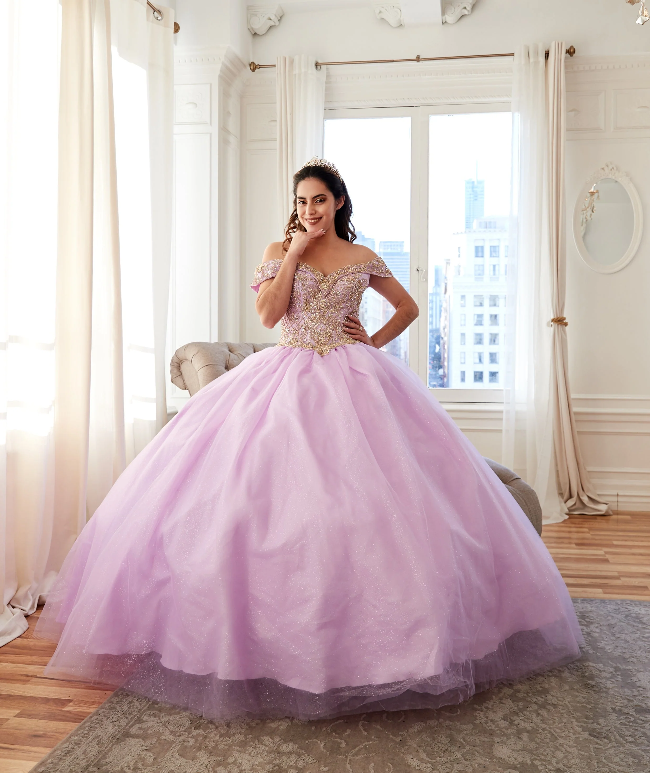 Beaded Off Shoulder Ball Gown by Calla KY71246 - Image 14