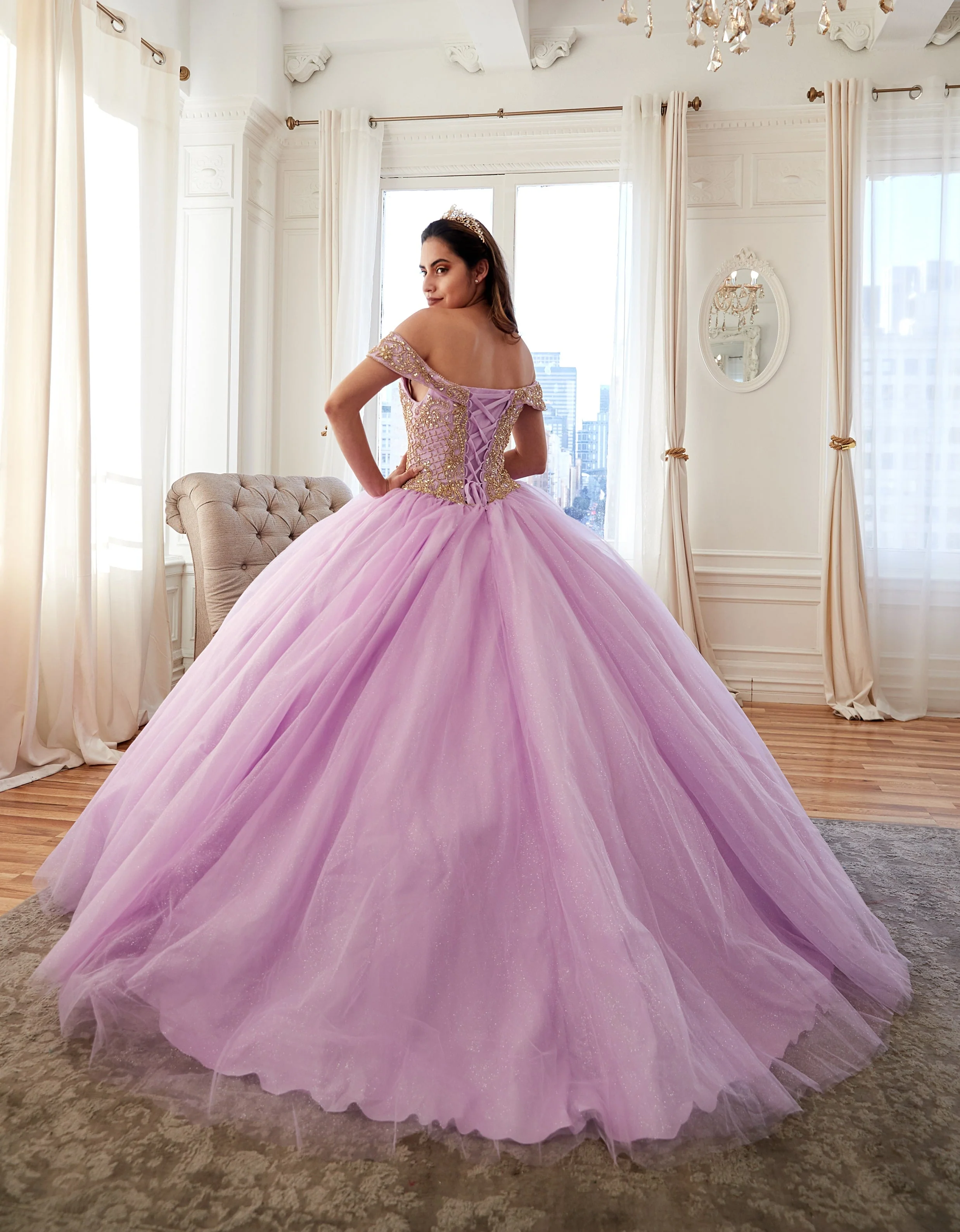 Beaded Off Shoulder Ball Gown by Calla KY71246 - Image 15