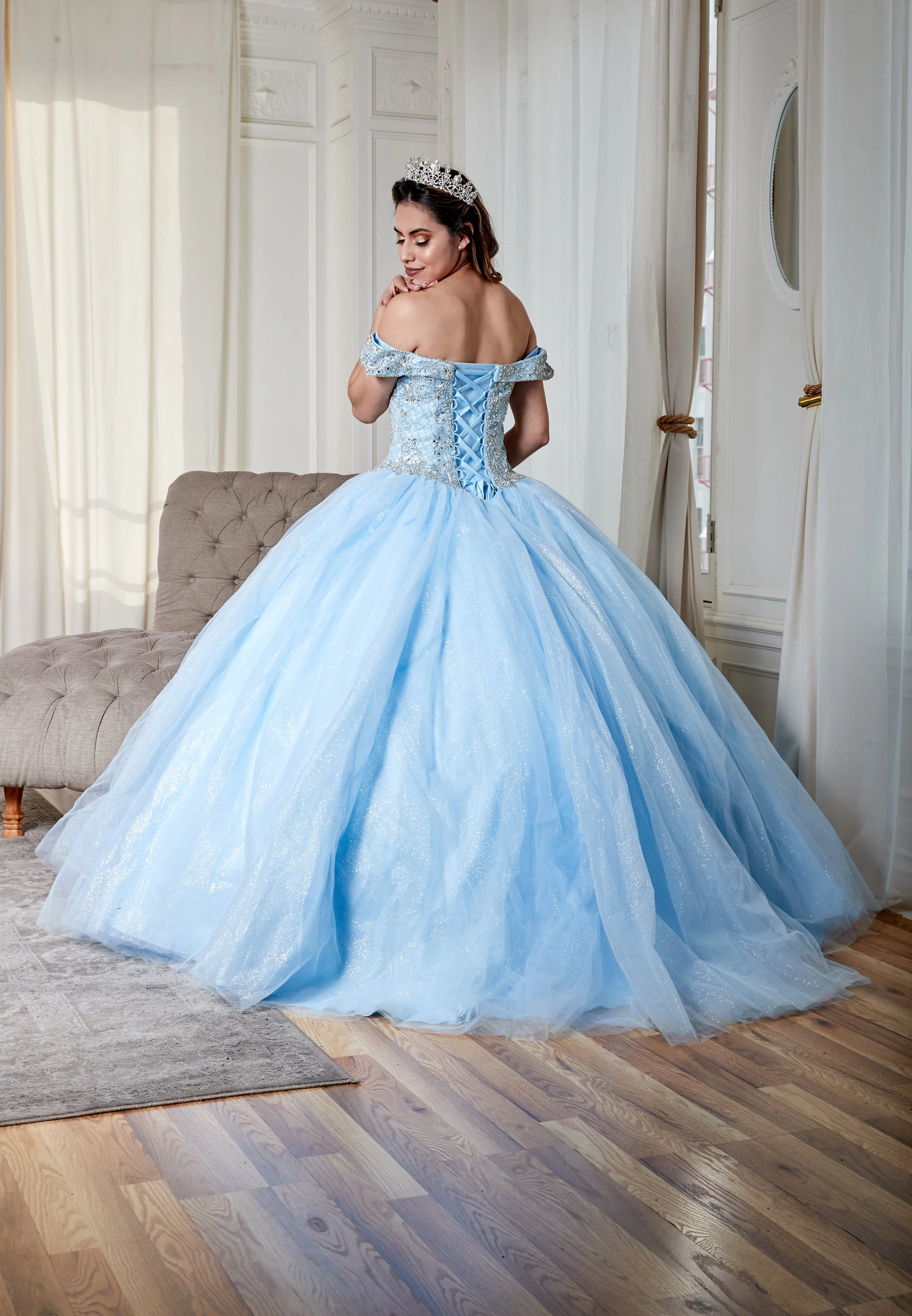 Beaded Off Shoulder Ball Gown by Calla KY71246 - Image 21