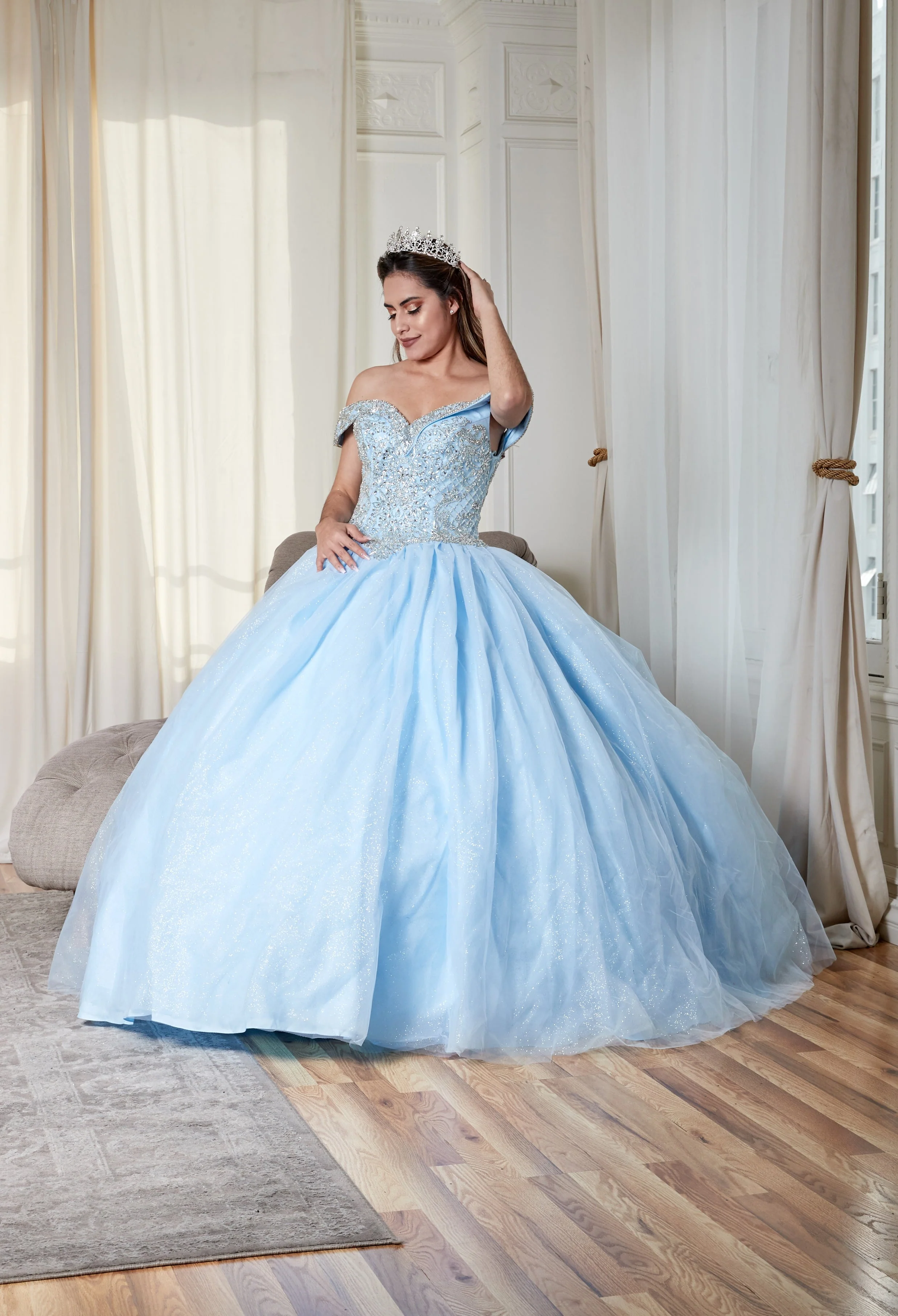 Beaded Off Shoulder Ball Gown by Calla KY71246 - Image 22