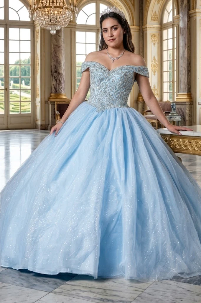 Beaded Off Shoulder Ball Gown by Calla KY71246 - Image 5