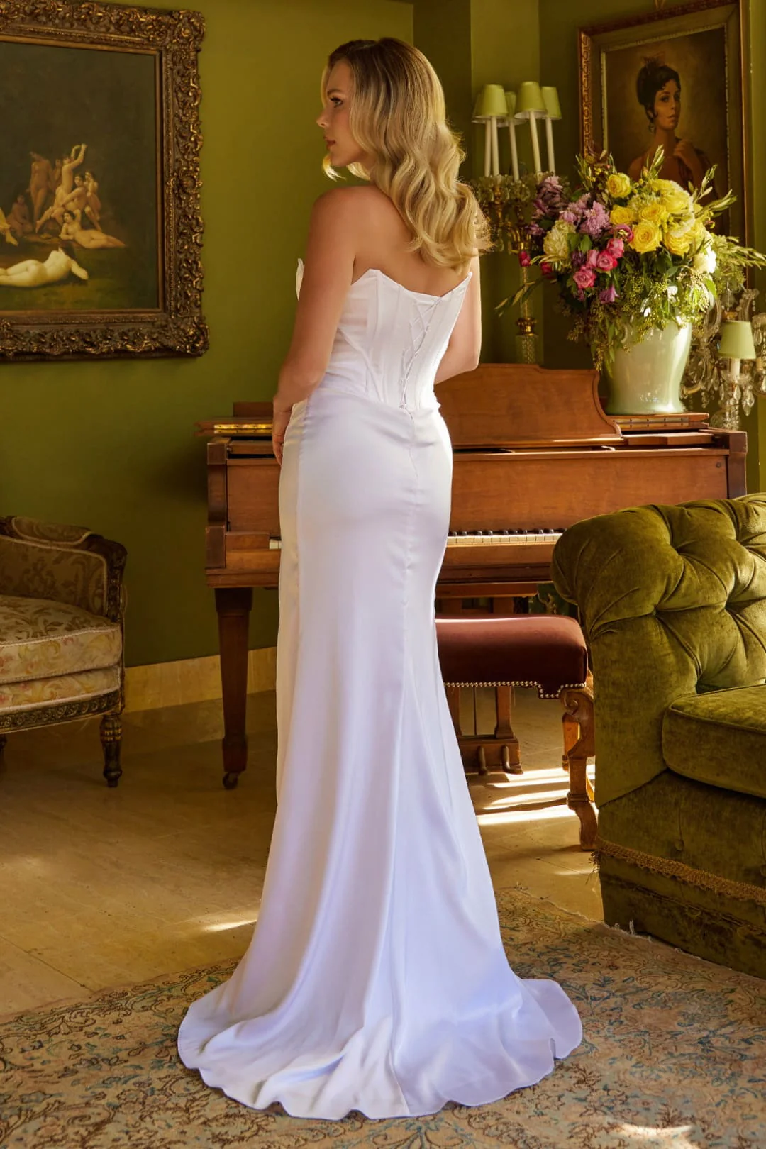 Beaded Satin Strapless Slit Gown by GLS Gloria GL3588 - Image 11