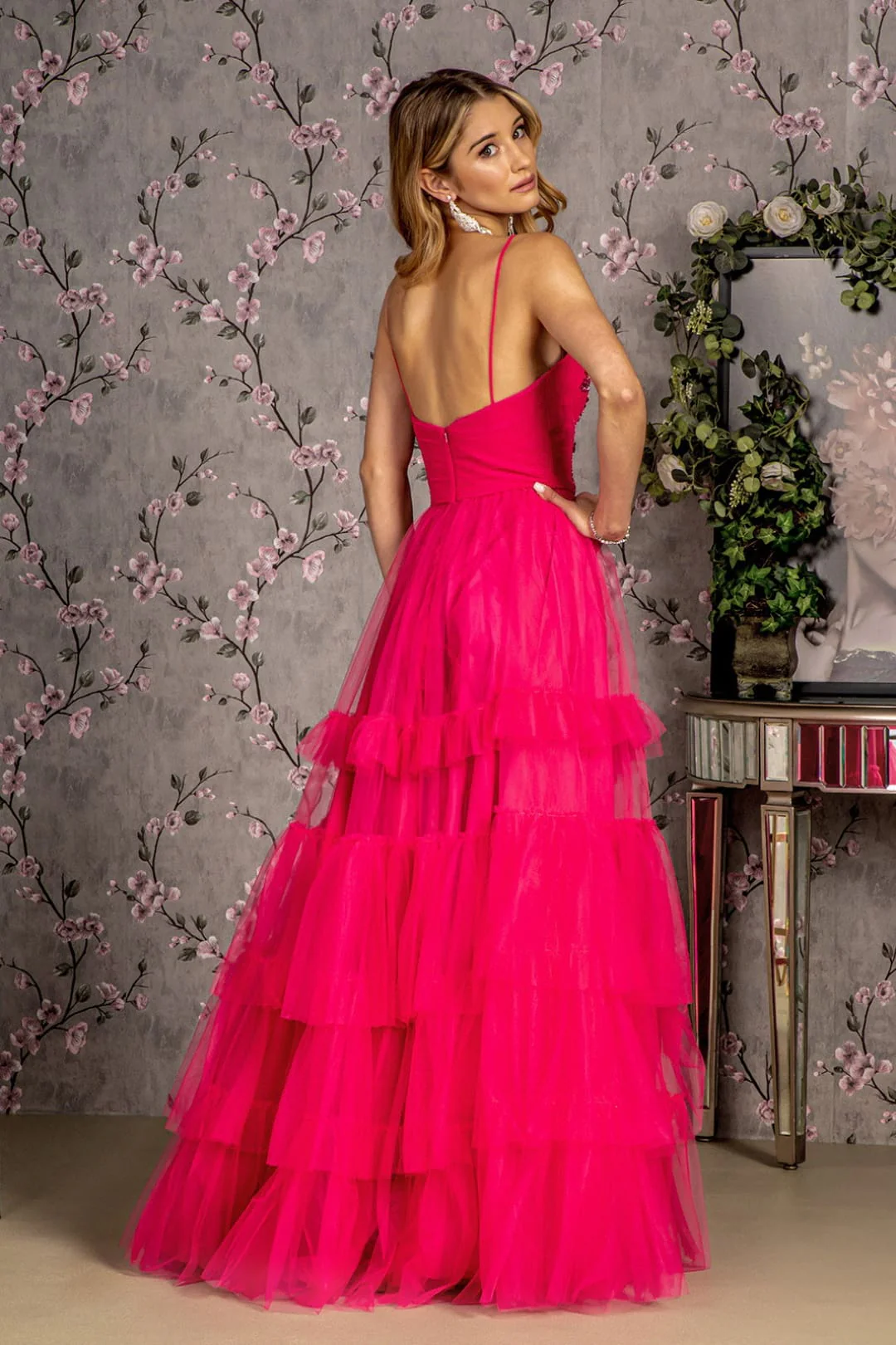 Beaded Sleeveless Tiered Ruffled Gown by GLS Gloria GL3452 - Image 2