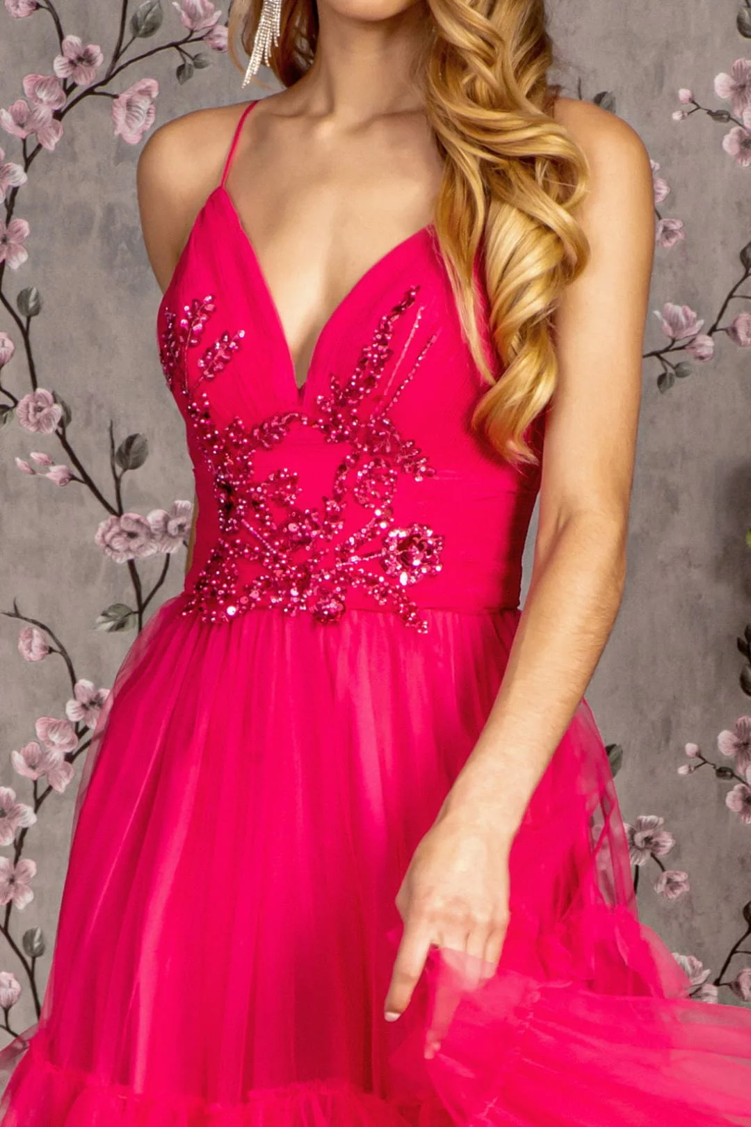 Beaded Sleeveless Tiered Ruffled Gown by GLS Gloria GL3452 - Image 4