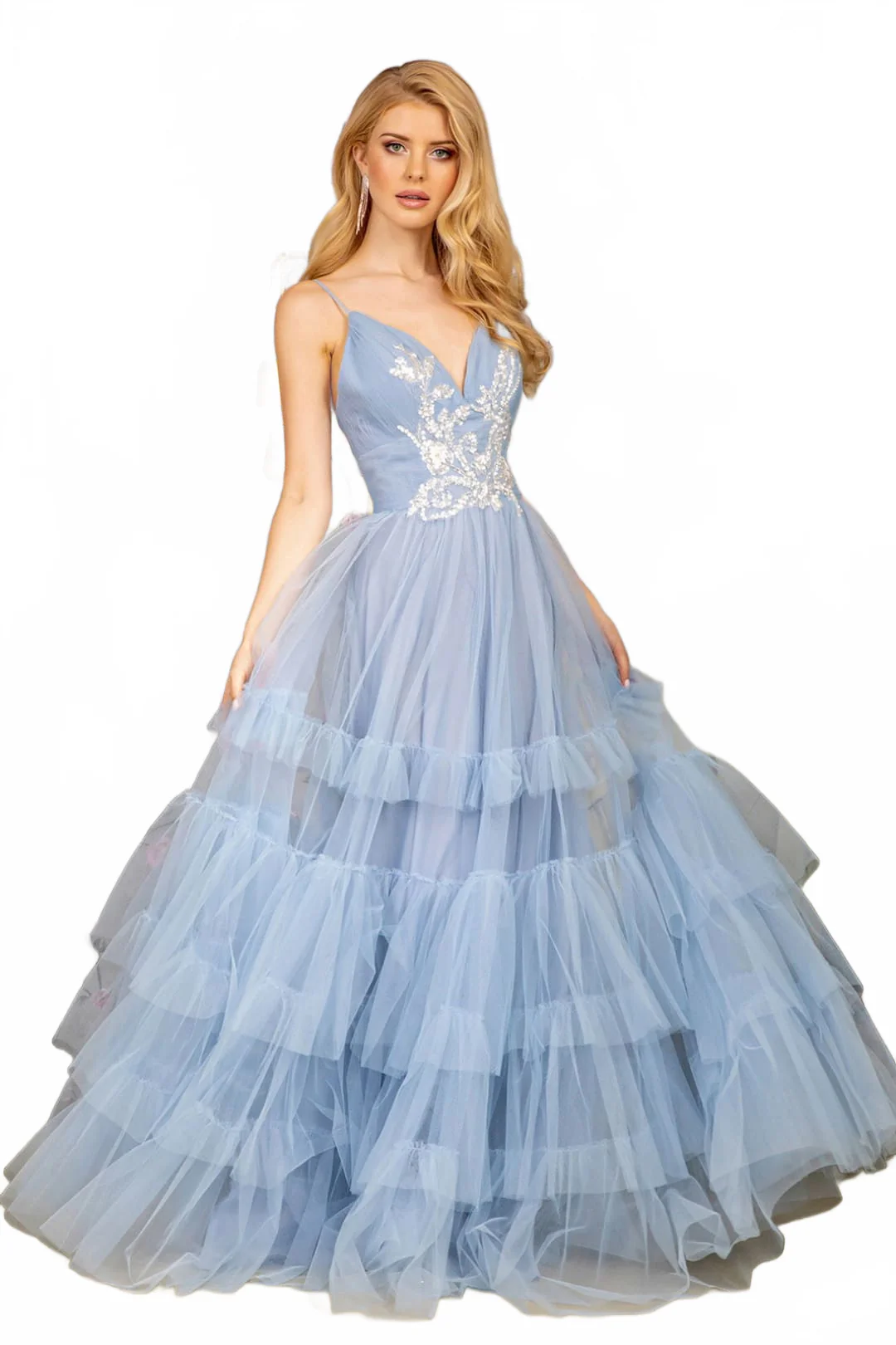 Beaded Sleeveless Tiered Ruffled Gown by GLS Gloria GL3452 - Image 9