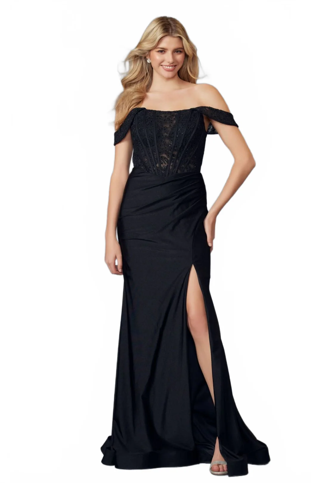 Black Bridesmaid Dresses-Inexpensive Embroidered Gown by Juliet 2407 - Image 6
