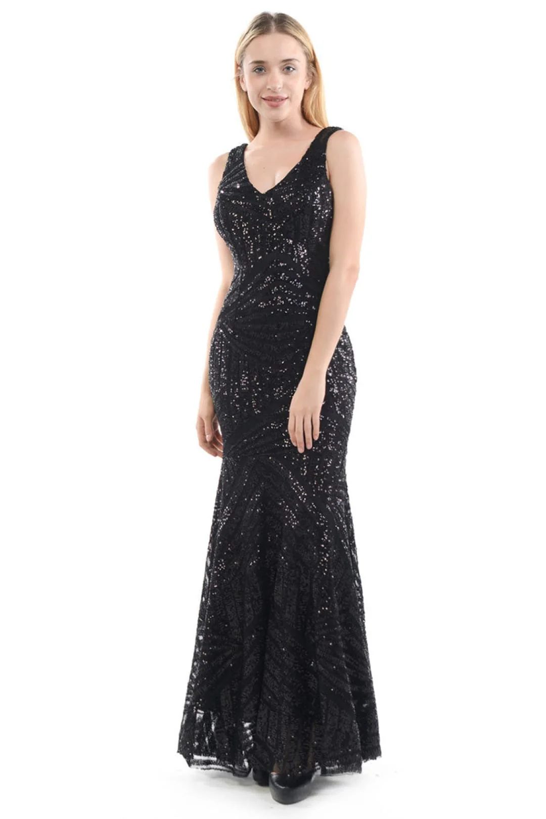 Lenovia USA 5150 V-Neck Mermaid Sequined Long Evening Prom Dress-New Collection - Image 17