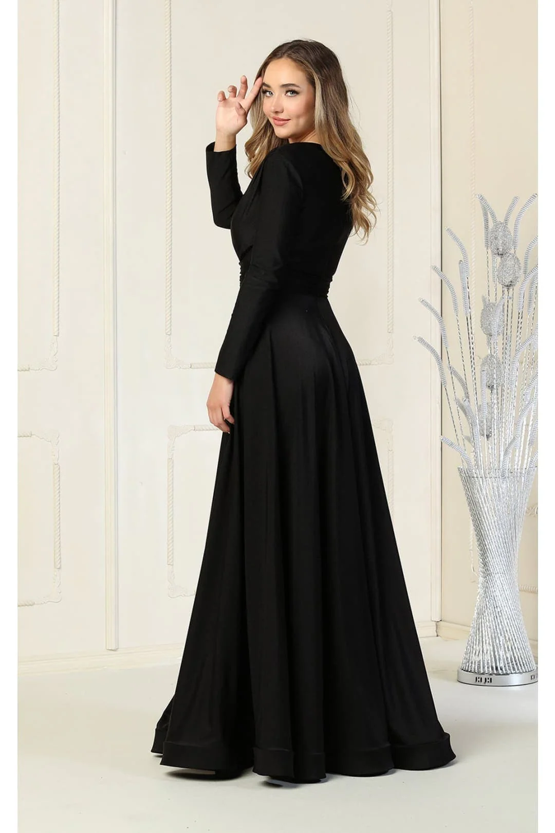 Black Christmas & Holiday Dress in Jersey - Image 7