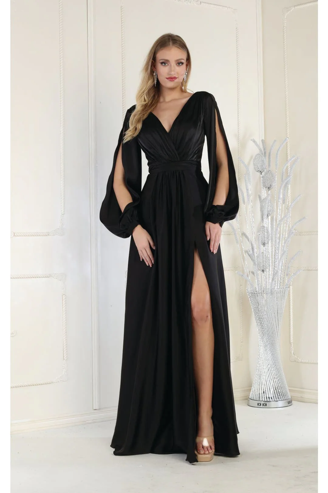 Black Christmas & Holiday Dress in Satin by May Queen  MQ1857 - Image 8