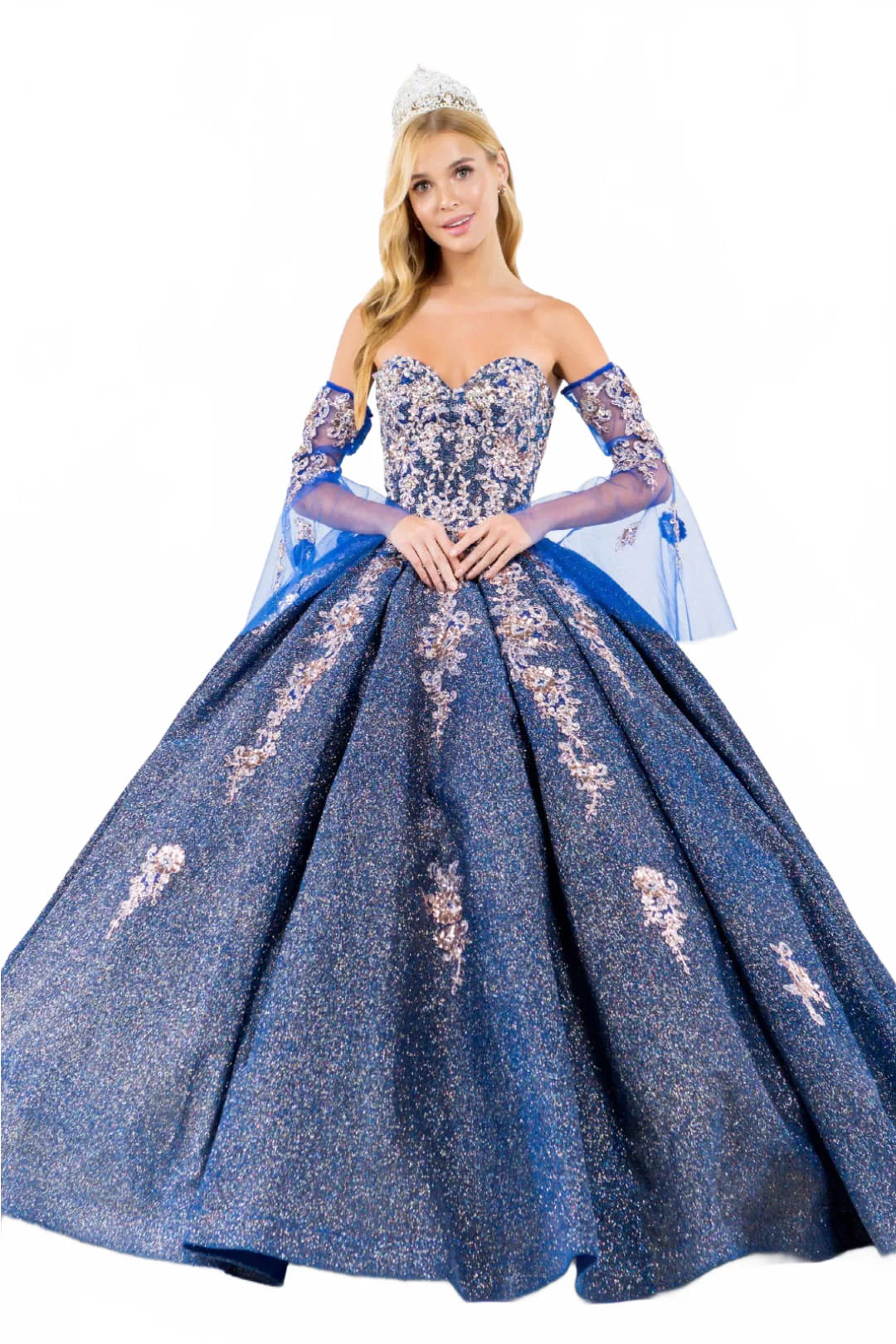 Blue And Gold Ball Gown by Elizabeth K GL1912 - Image 10