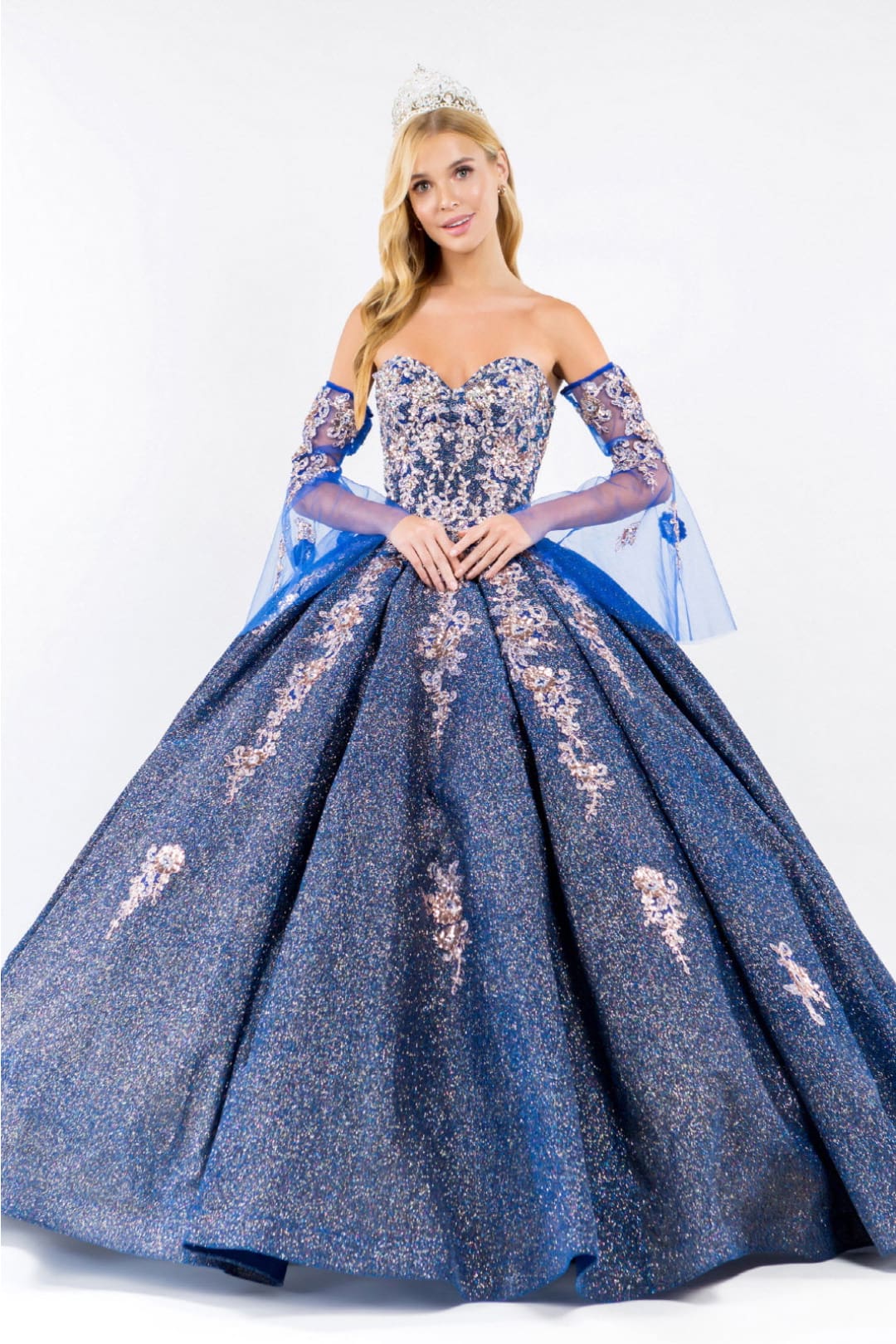 Blue And Gold Ball Gown by Elizabeth K GL1912 - Image 6