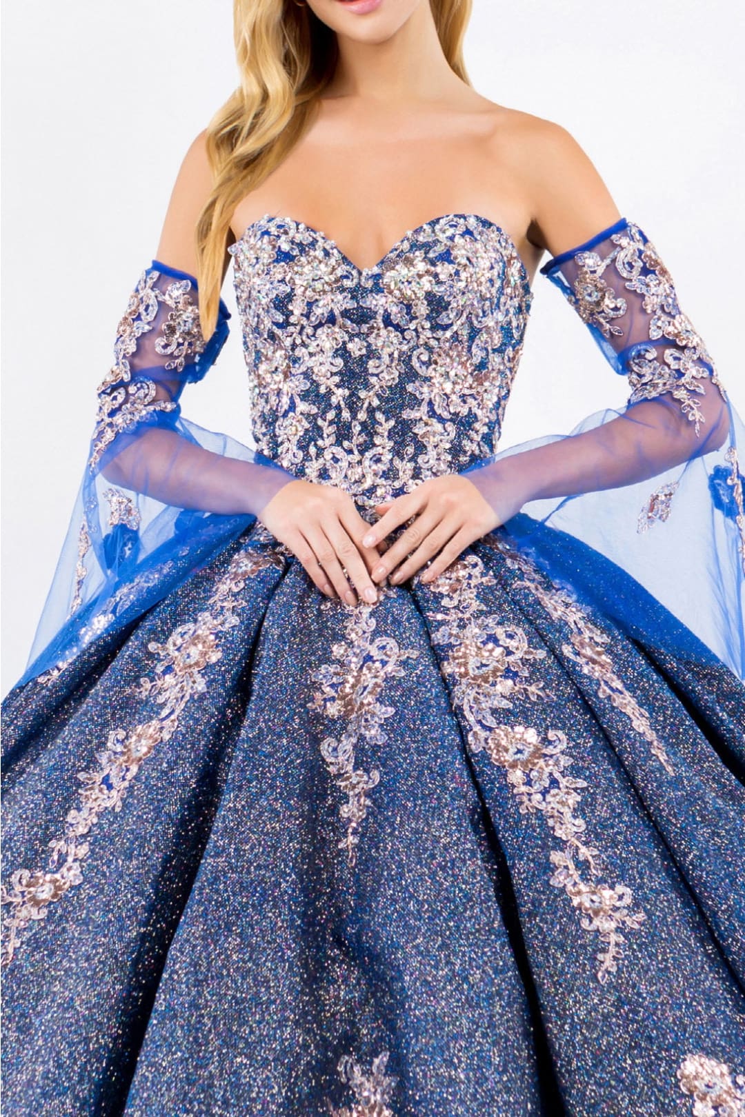 Blue And Gold Ball Gown by Elizabeth K GL1912 - Image 8